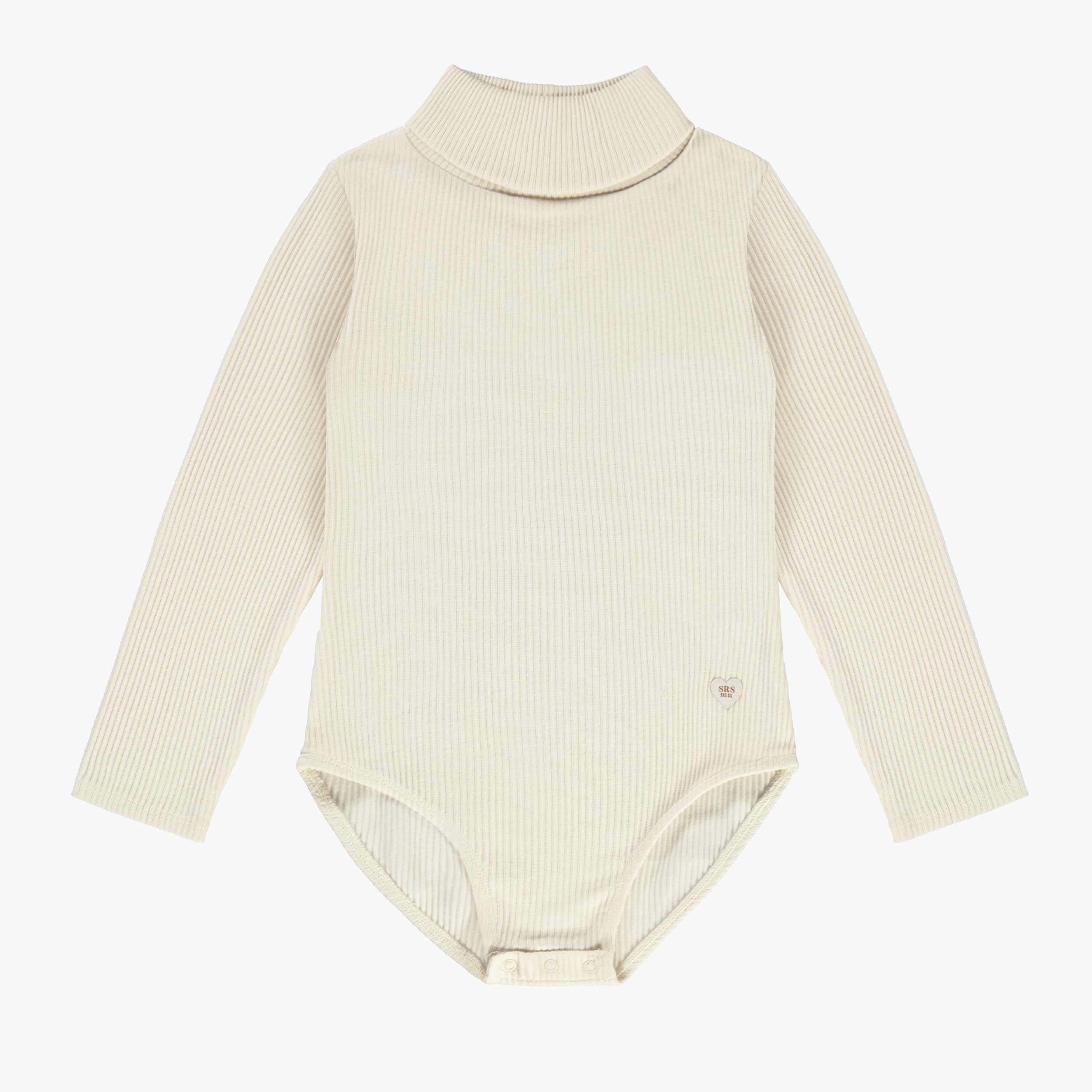 Cream body with turtleneck collar in irregular rib, child