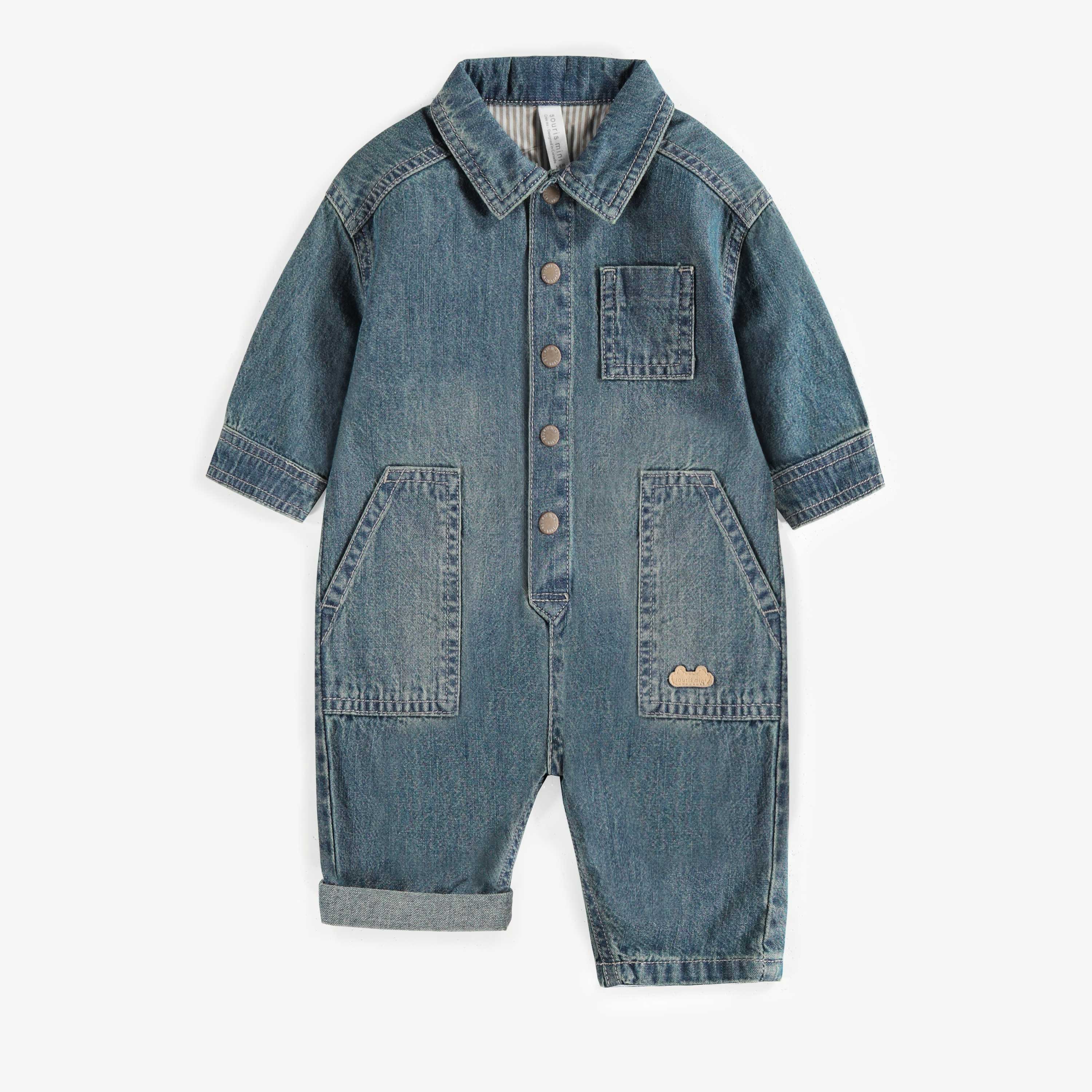 Une-pièce long coupe relax en denim léger, naissance