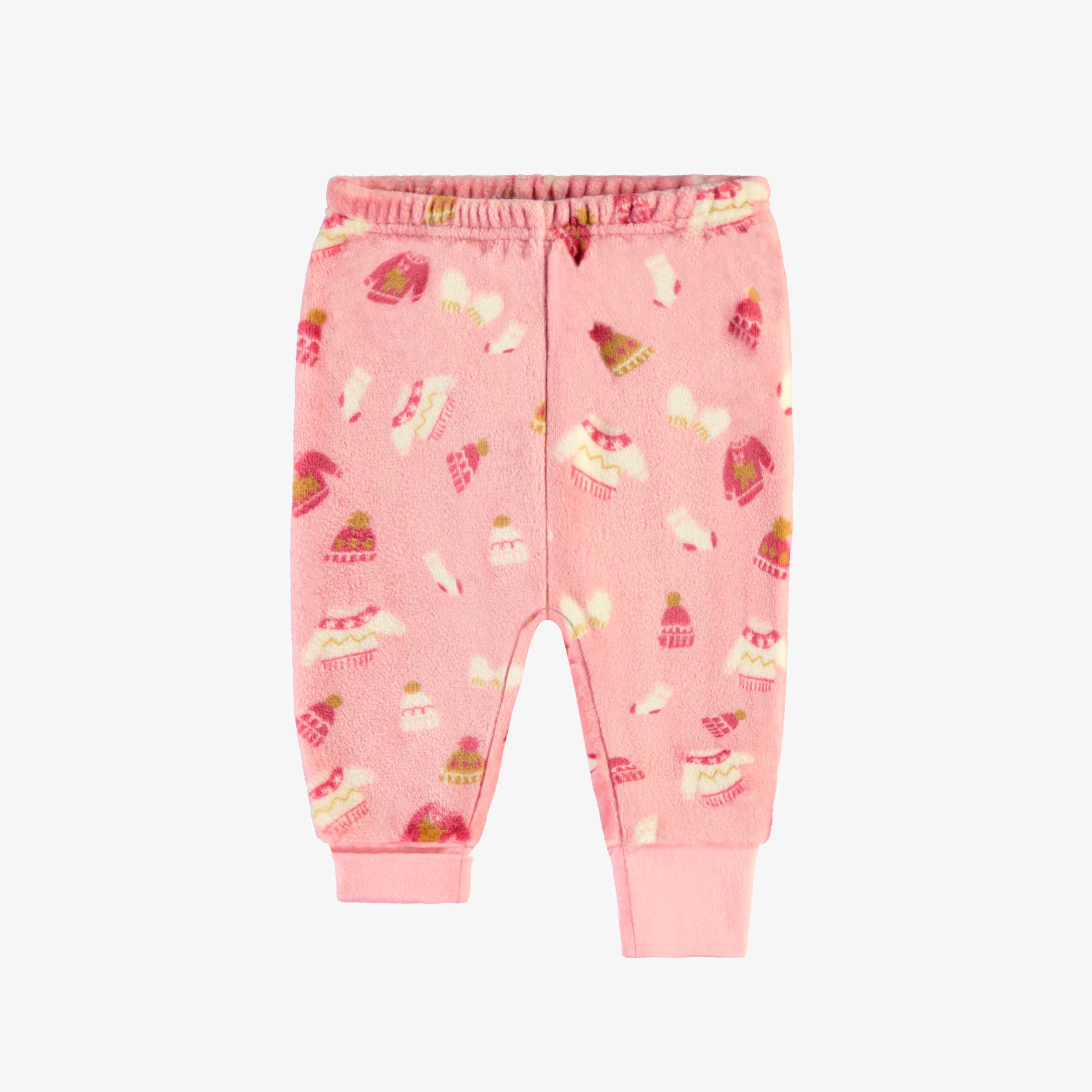 Bas du pyjama deux pièces rose à motif automnal en peluche, bébé