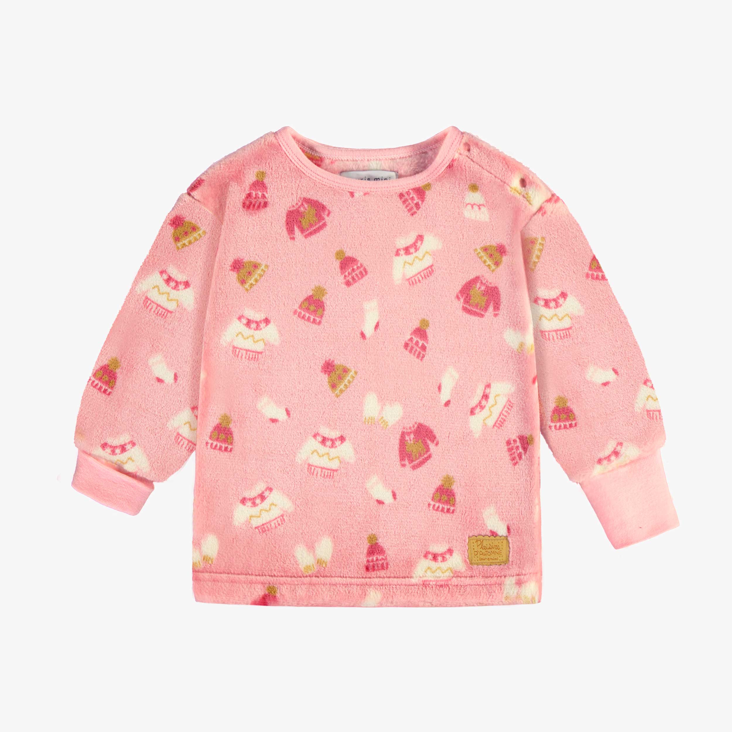 Haut du pyjama deux pièces rose à motif automnal en peluche, bébé