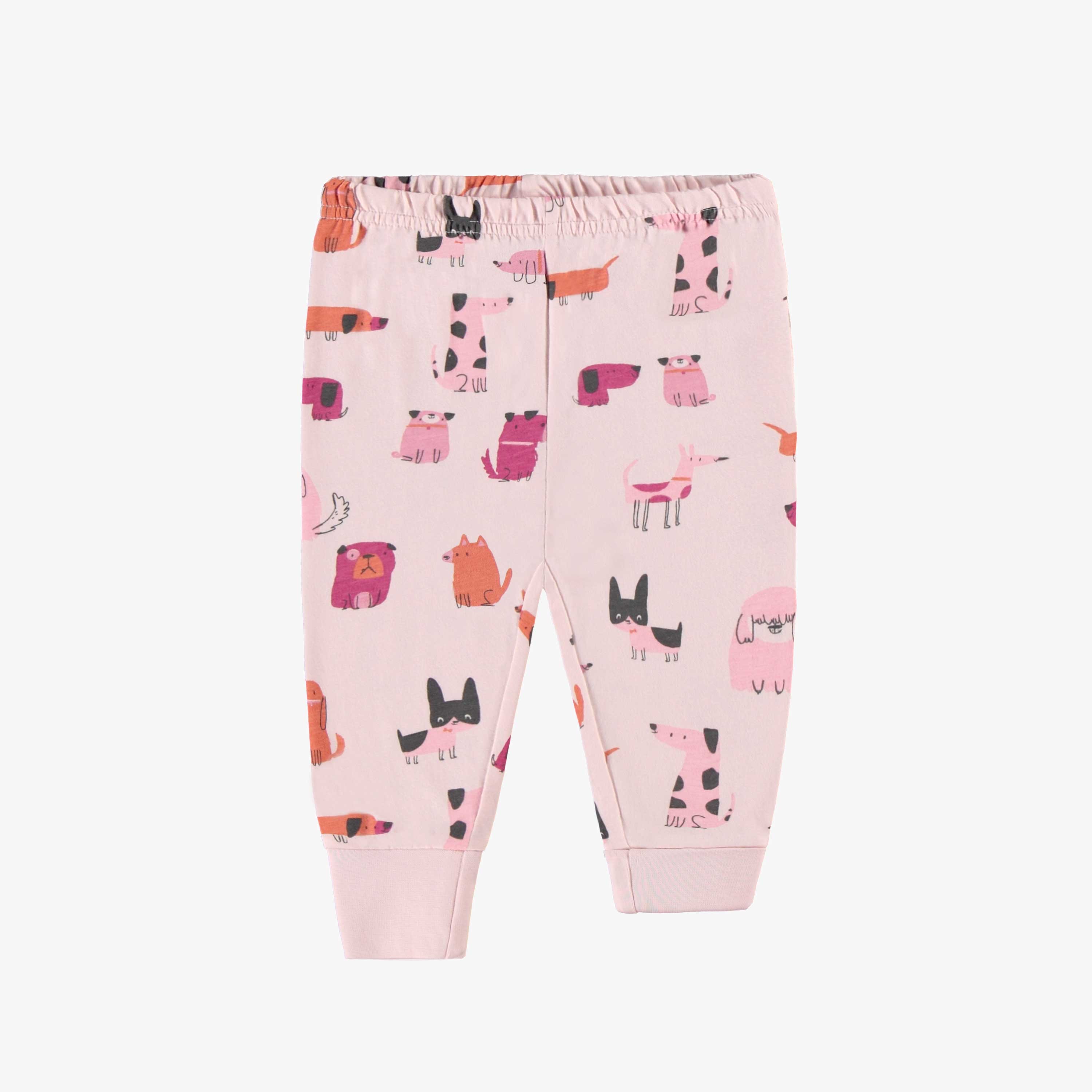 Pyjama deux pièces rose à motifs de chiens en jersey, bébé
