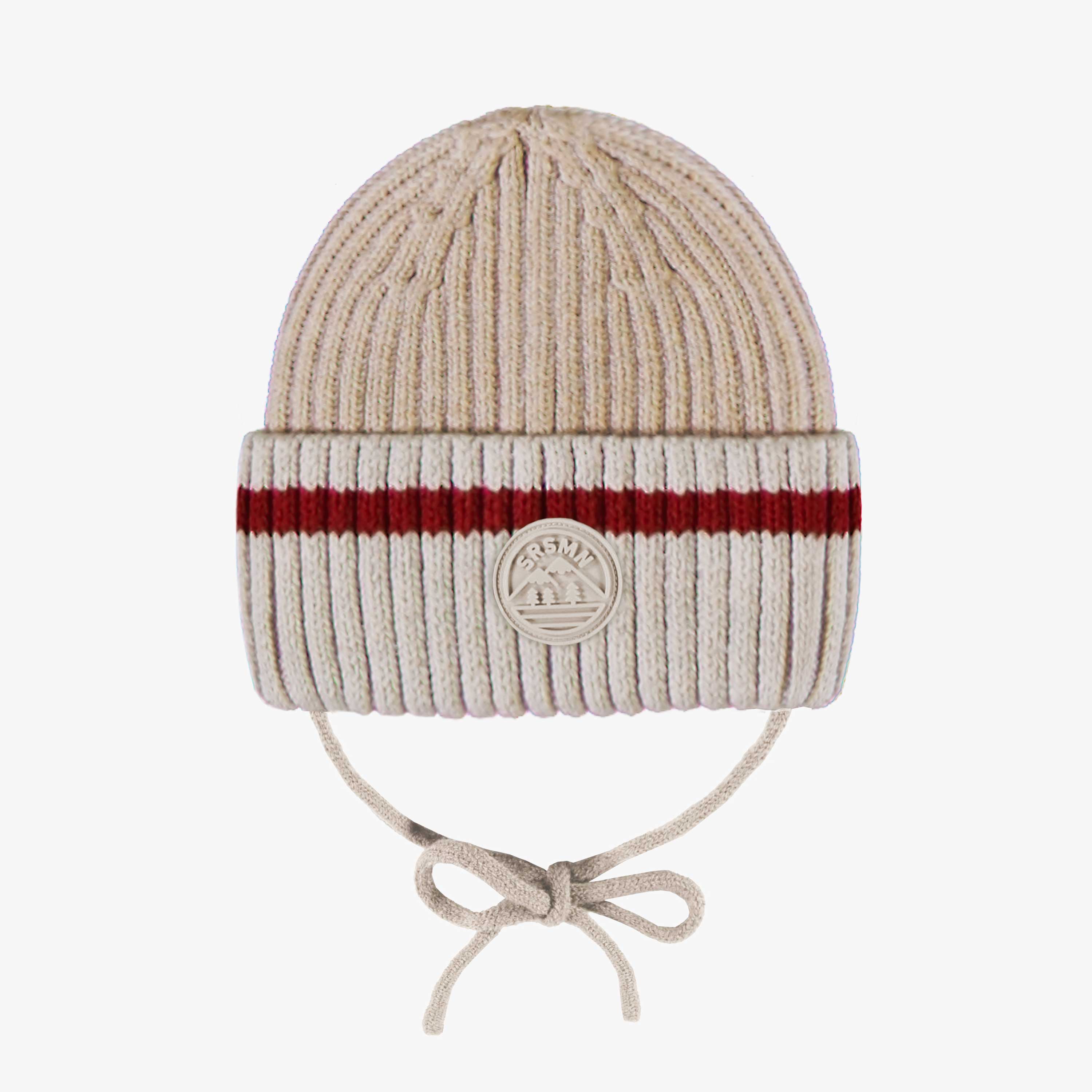 Tuque en tricot beige effet bas de laine, bébé