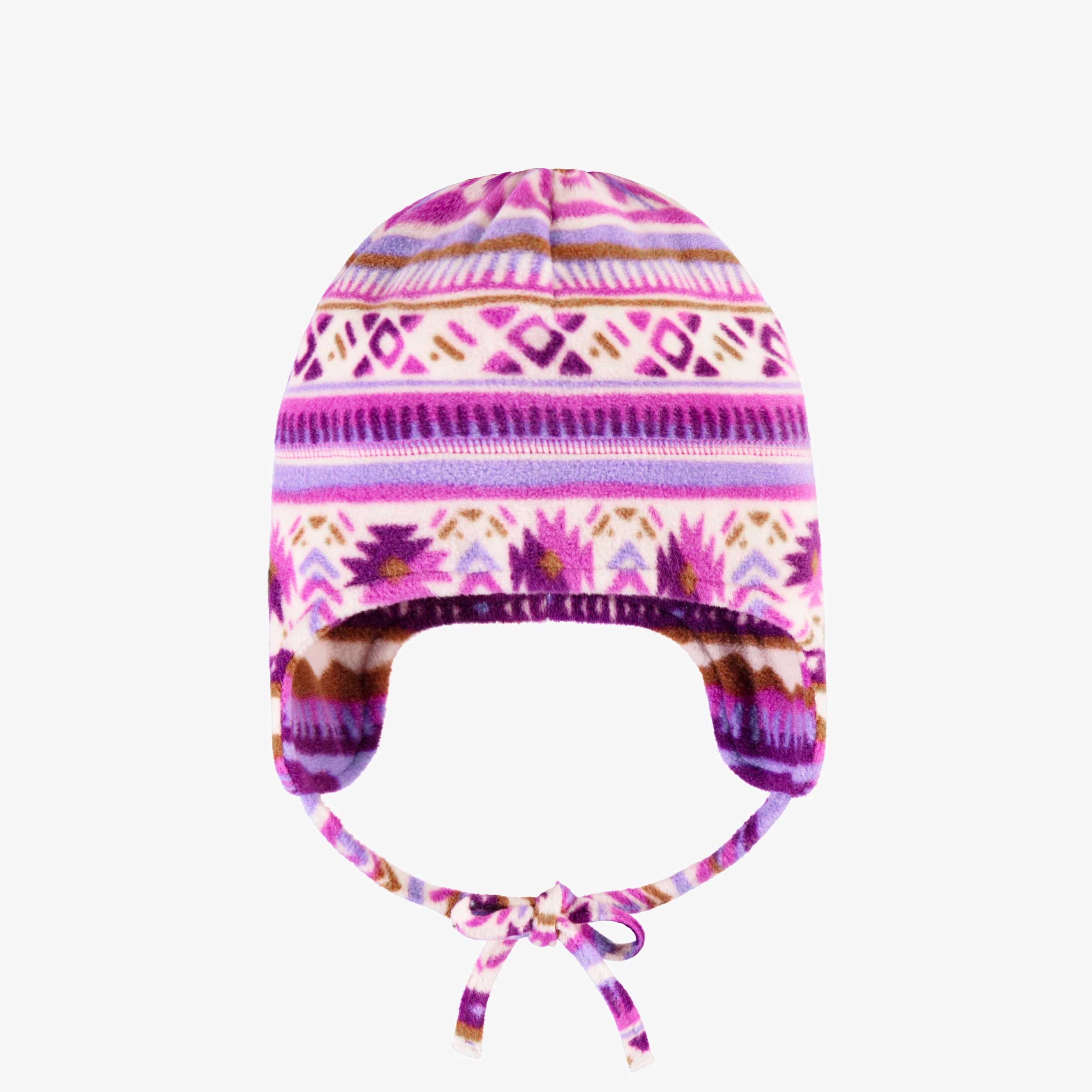 Tuque rose et mauve à motifs en polar, bébé