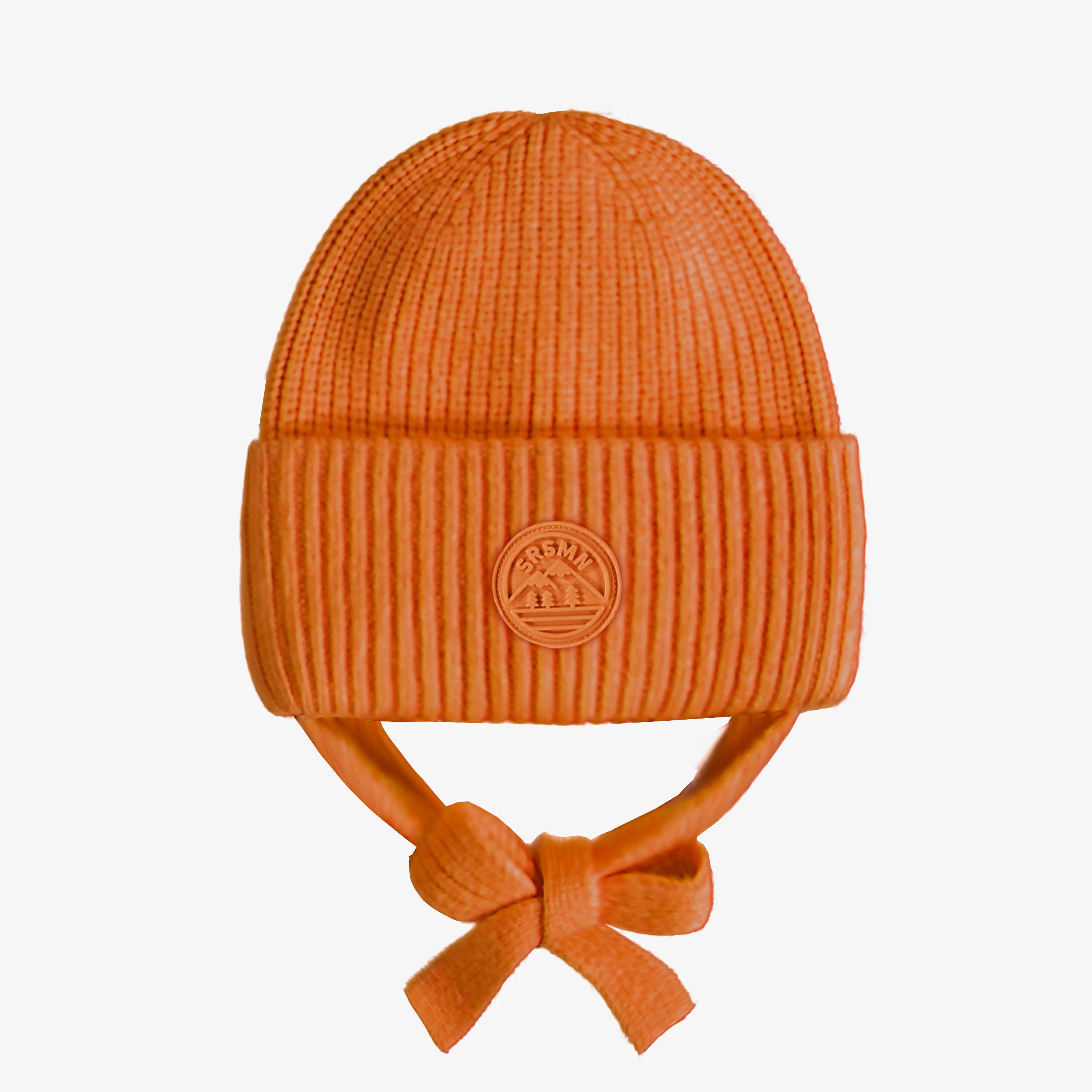 Tuque en tricot orange avec cordon, bébé
