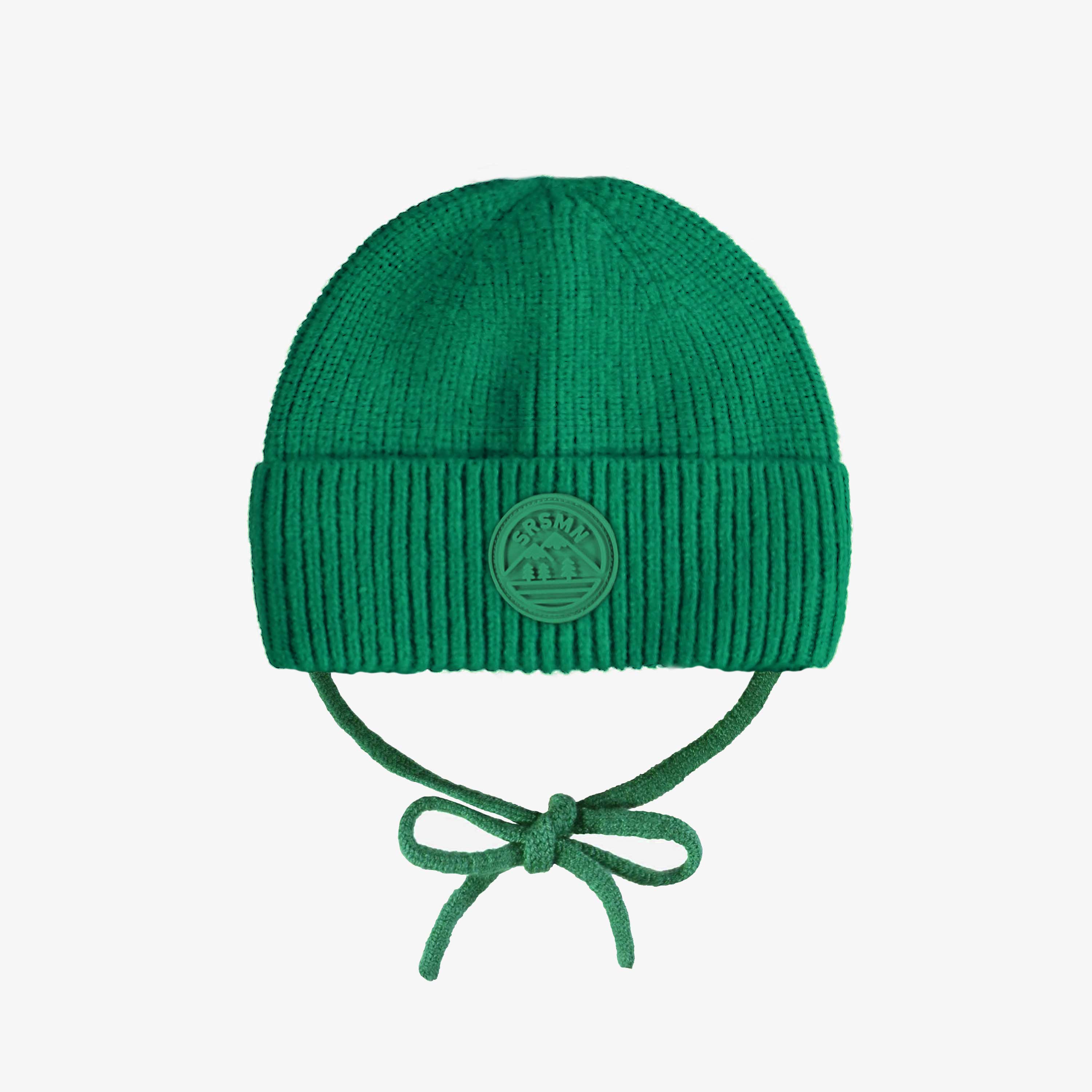 Tuque en tricot verte avec cordon, bébé