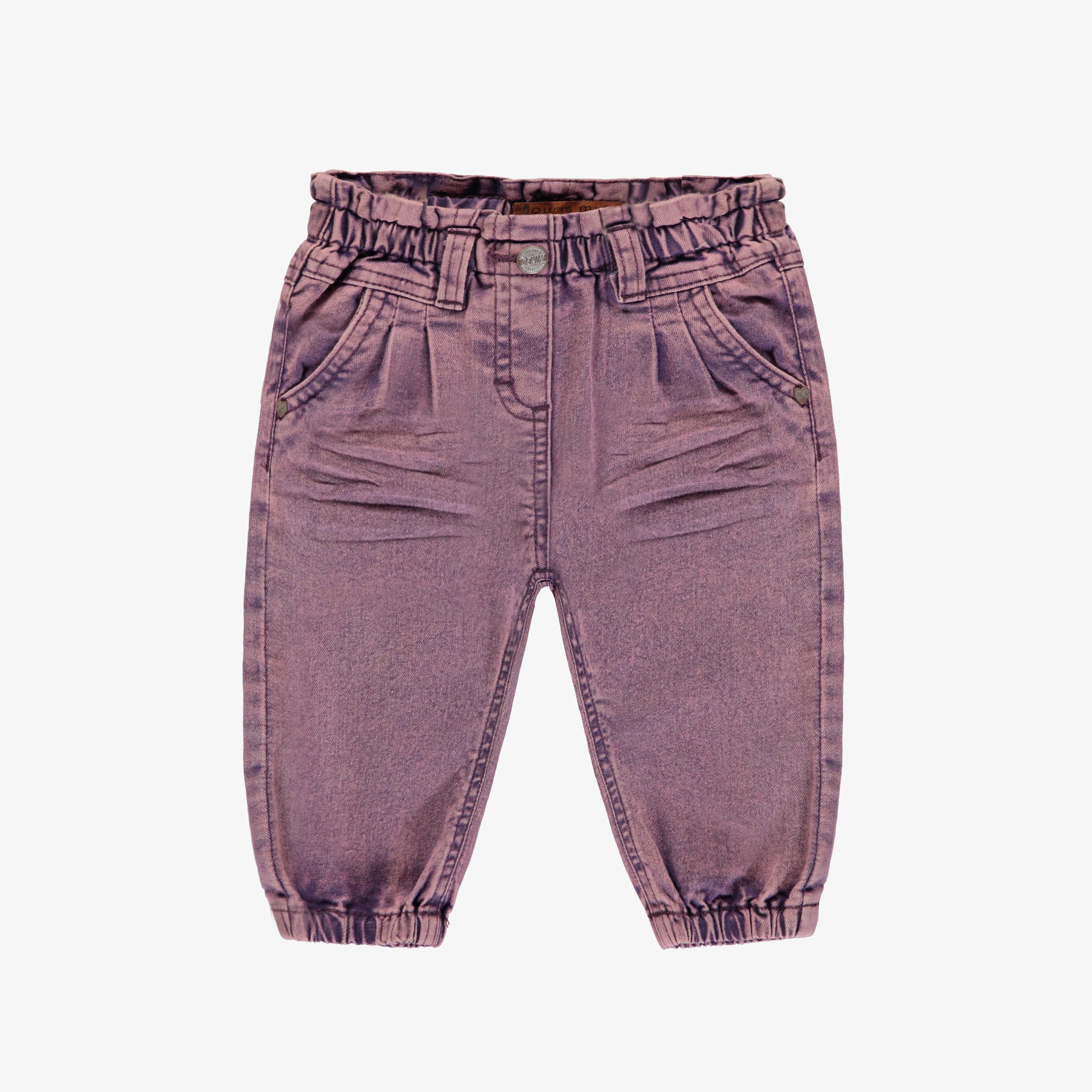 Pantalon mauve coupe décontractée en denim extensible, bébé