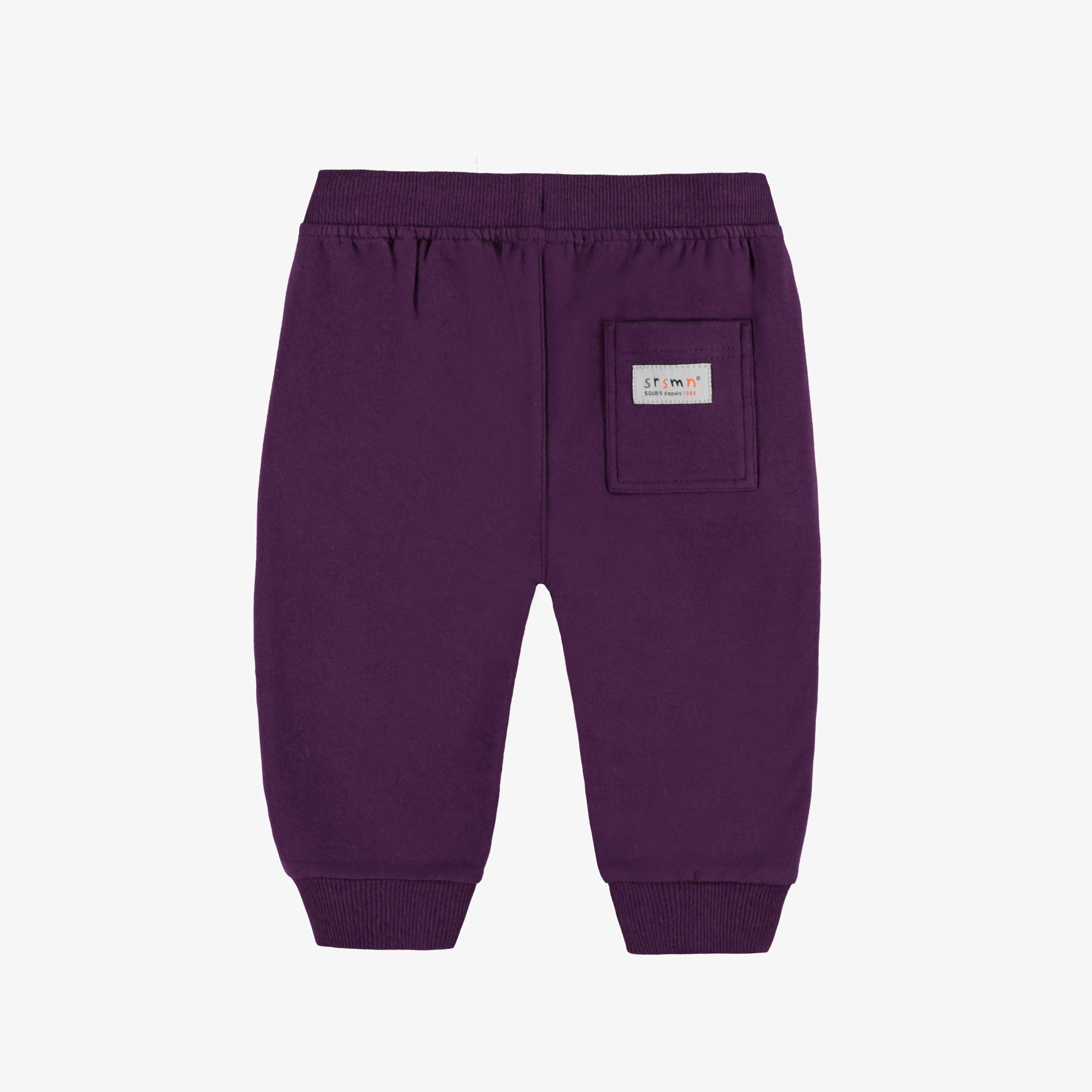 Pantalon prune coupe régulière de style jogger en coton ouaté brossé, bébé