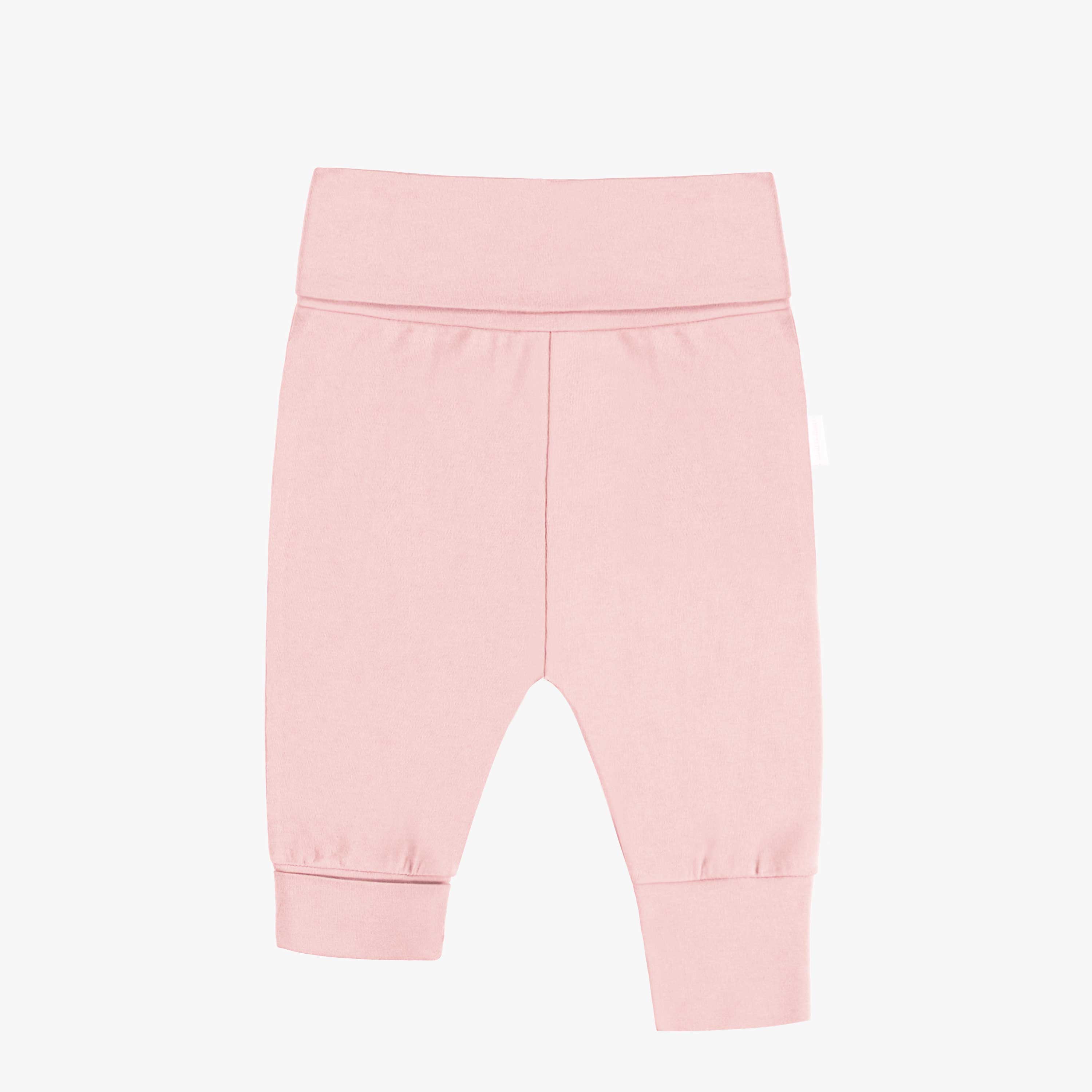 Pantalon évolutif rose pâle uni en jersey extensible, bébé