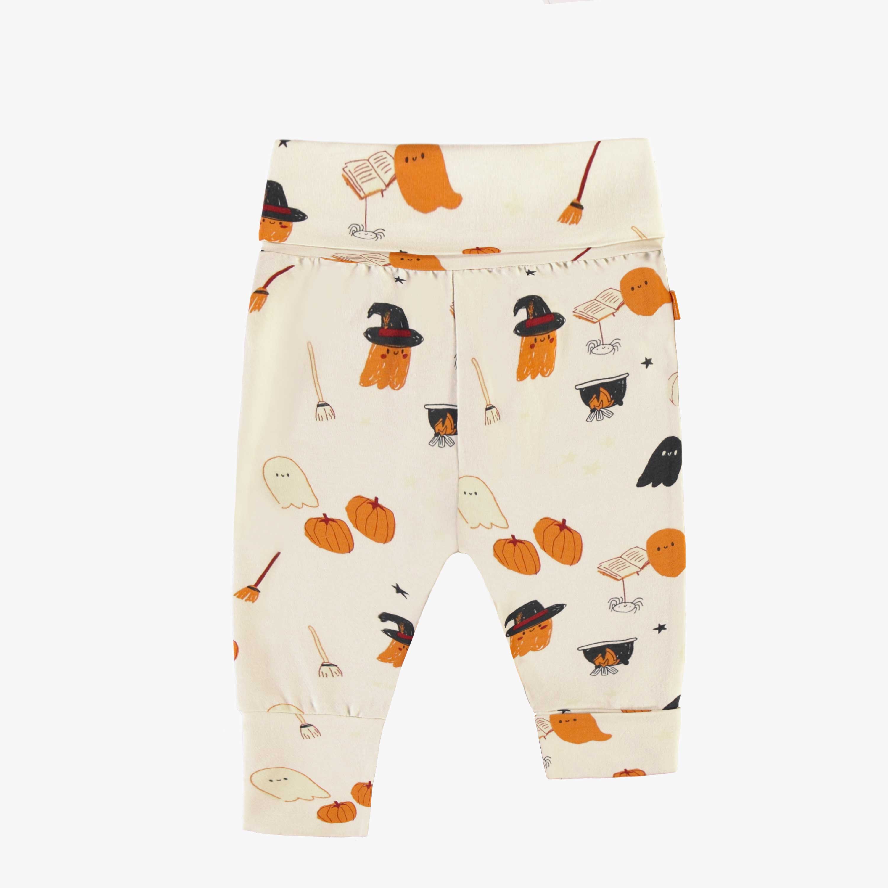 Cream evolutive pants with glow in the dark Halloween all over print in stretch jersey, baby