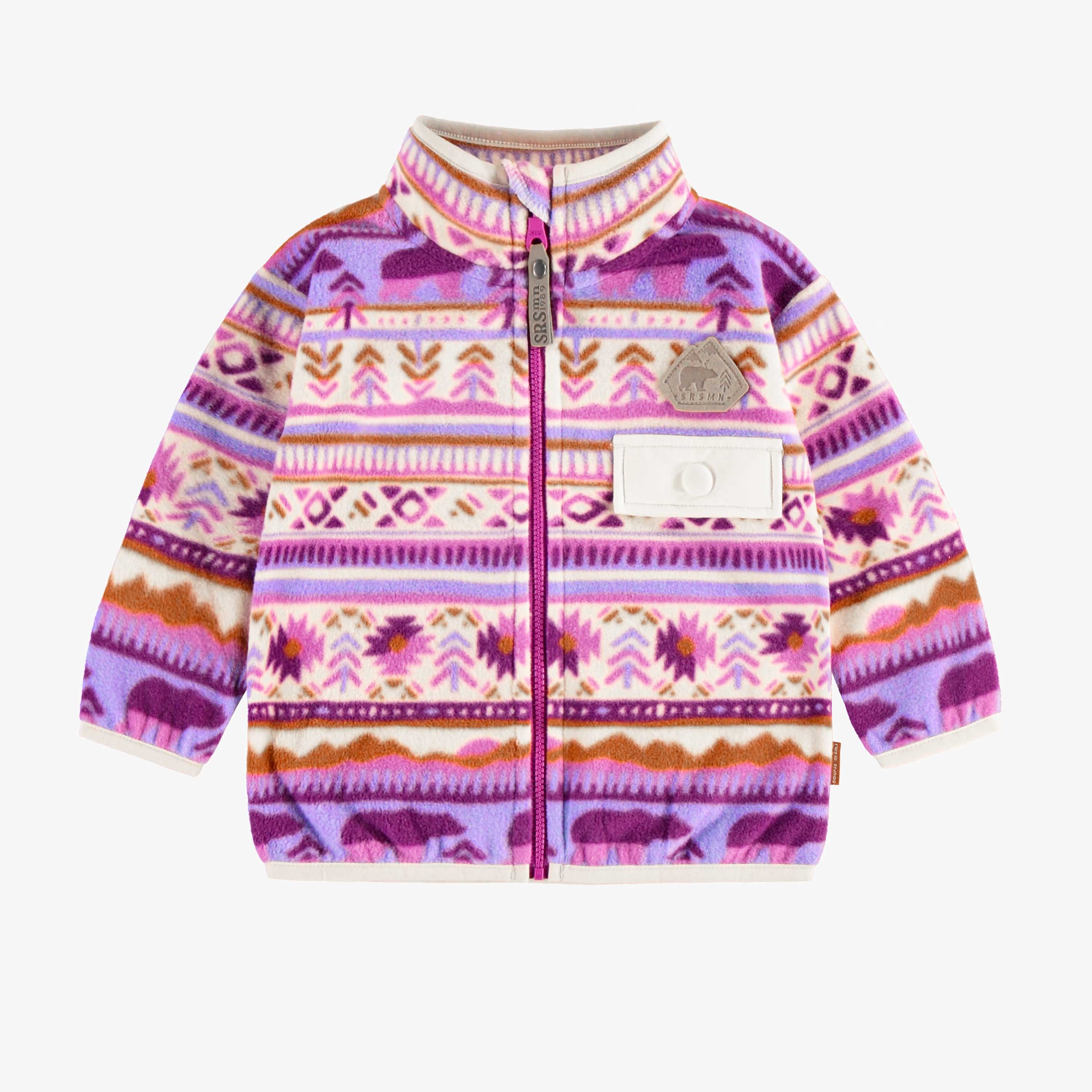 Veste en polar mauve à motifs hivernaux, bébé