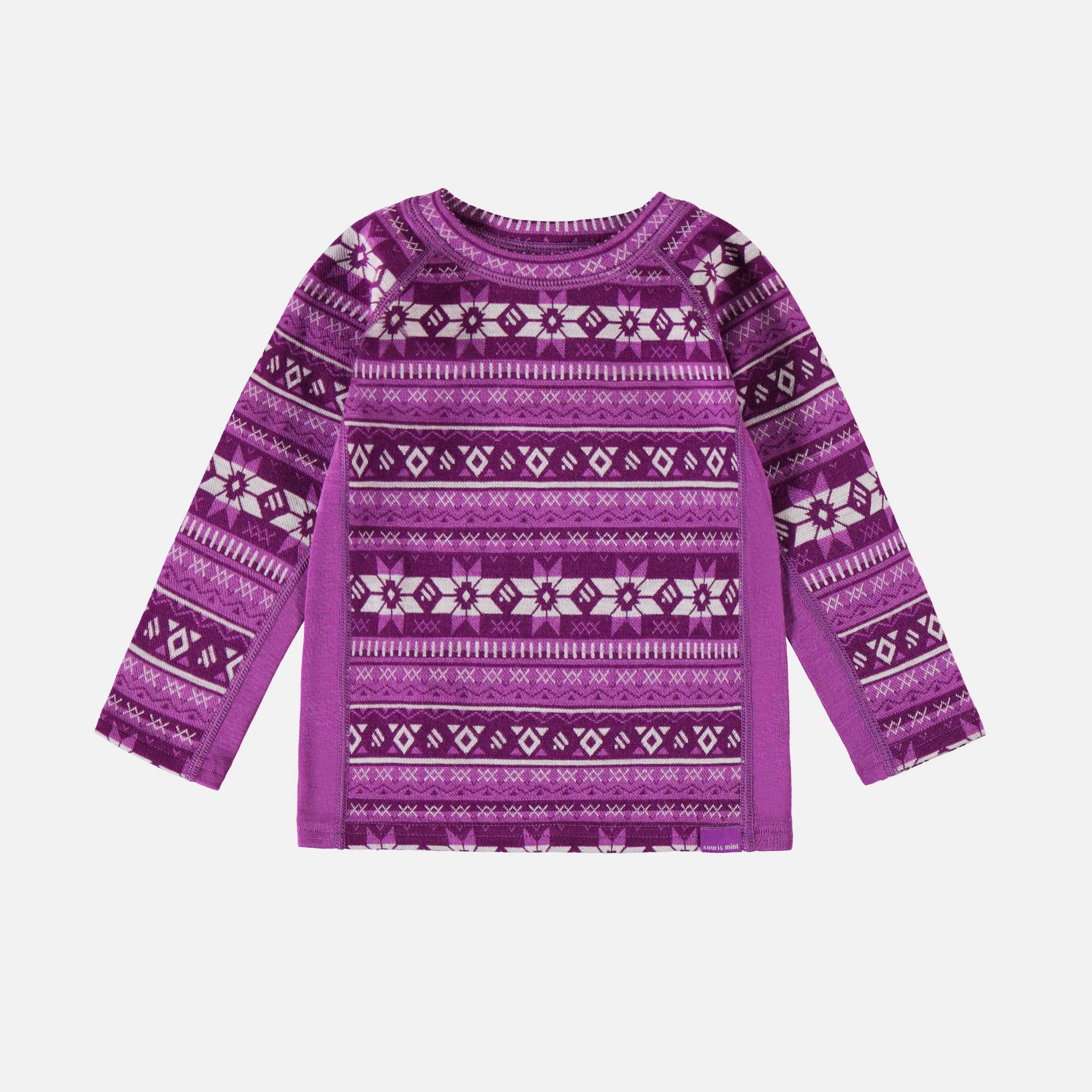 Chandail mauve à motifs en laine mérinos, bébé