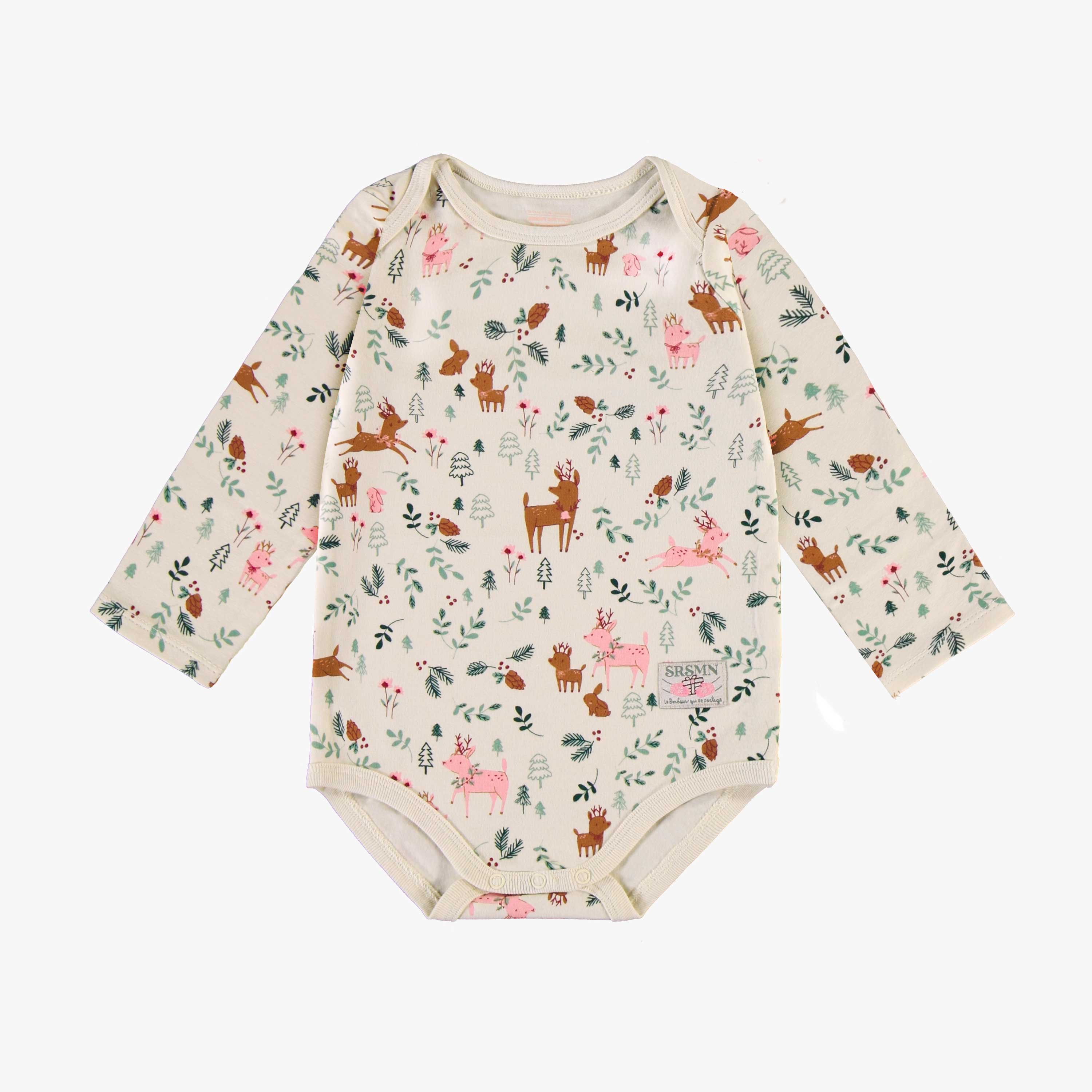 Cache-couche des fêtes crème en jersey extensible à motifs de rennes, bébé