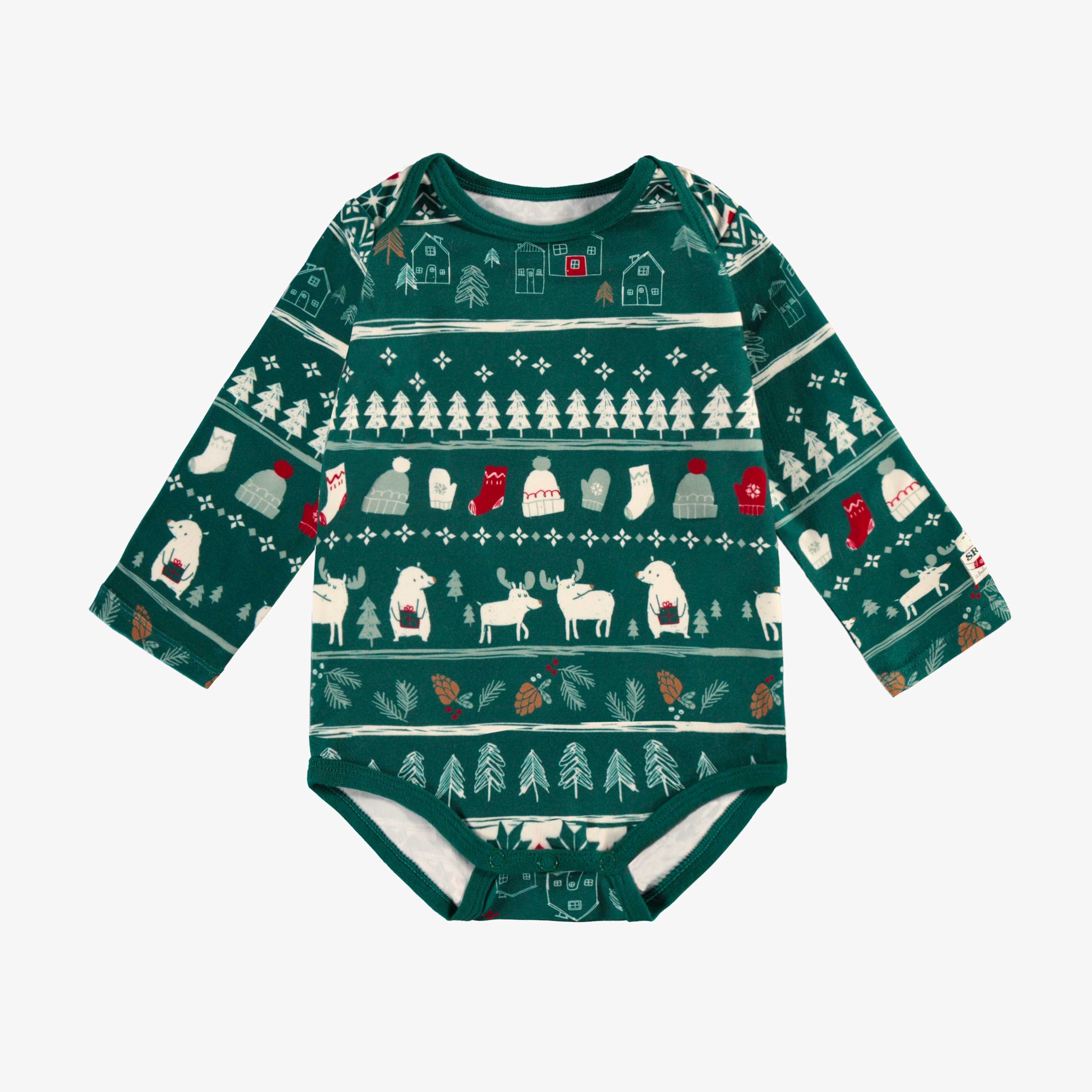 Cache-couche vert en polyester brossé à motifs des fêtes, bébé