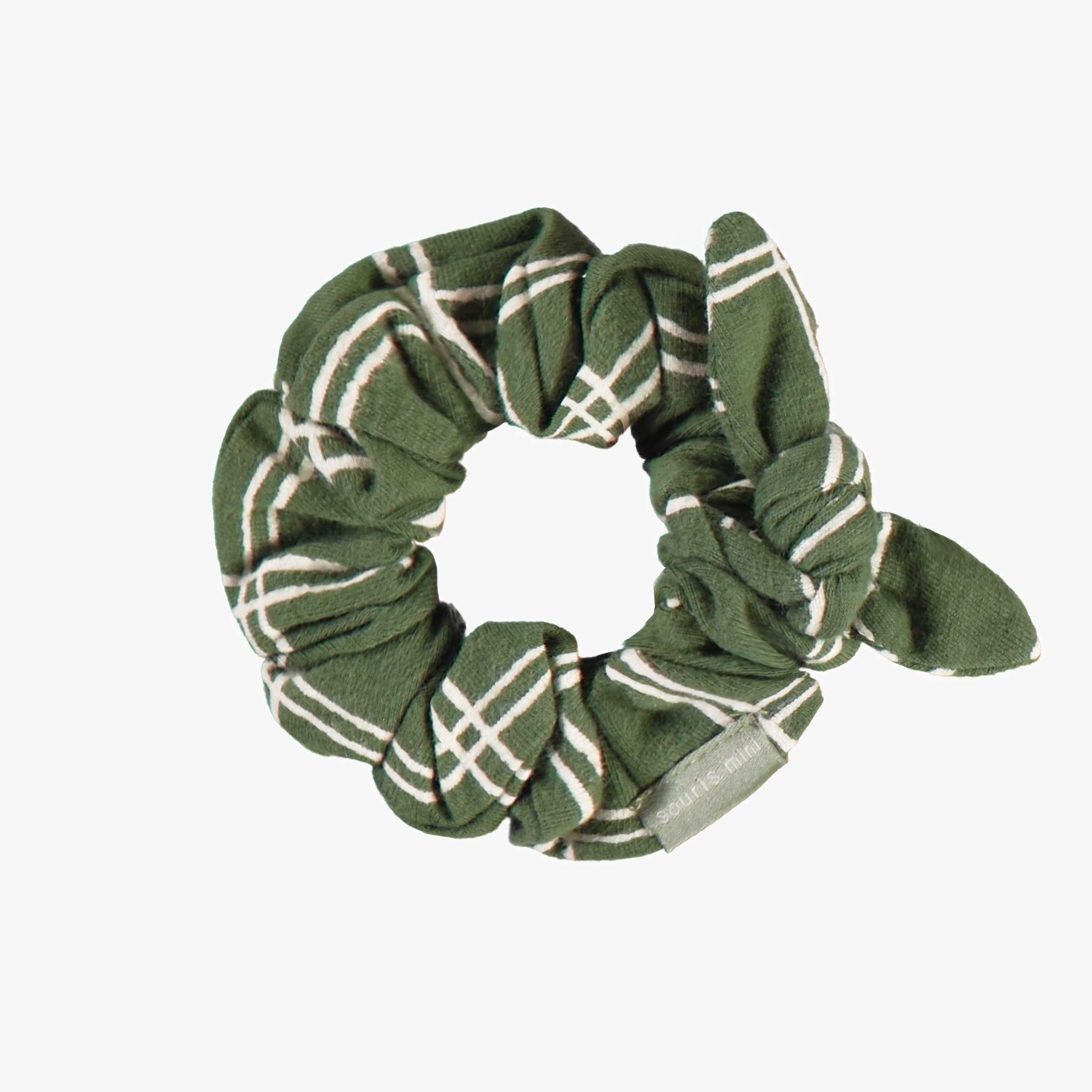 Attache à cheveux verte à carreaux en jersey, enfant