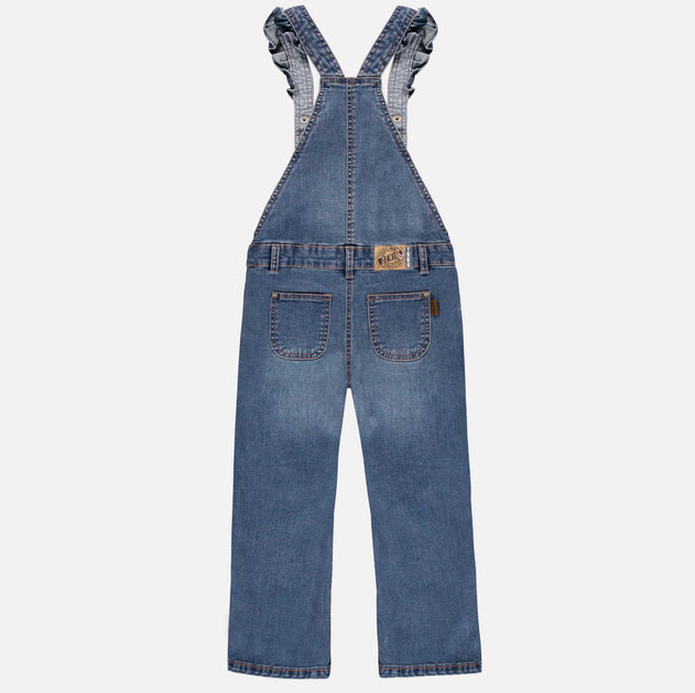 Salopette Bébé Fille Denim ACMEDE - Combinaison Jean Bretelles Fleur Poche 9-24 Mois Et 2-4 Ans, Coton Doux