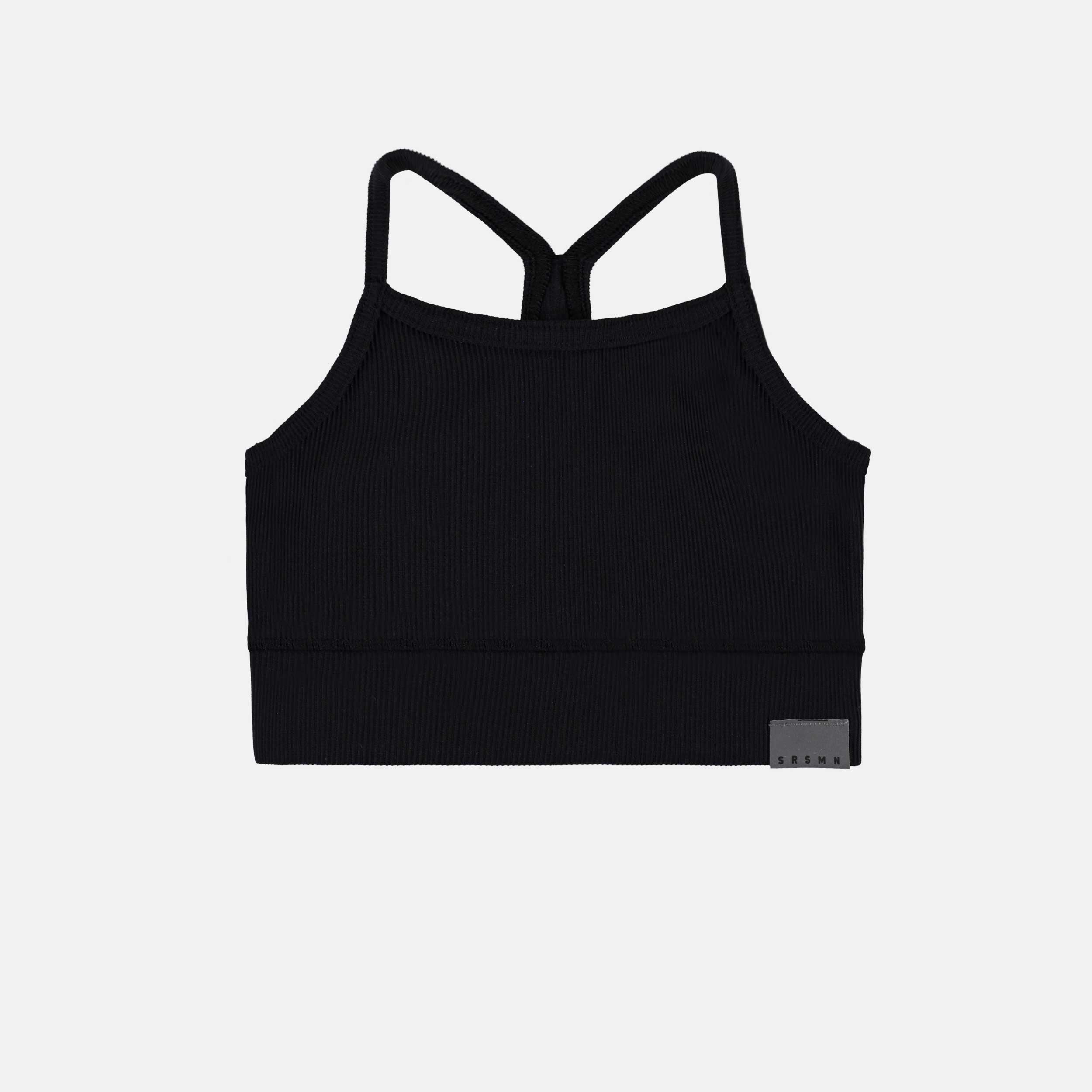 Camisole de sport noir avec bretelles croisées en tissu extensible, enfant