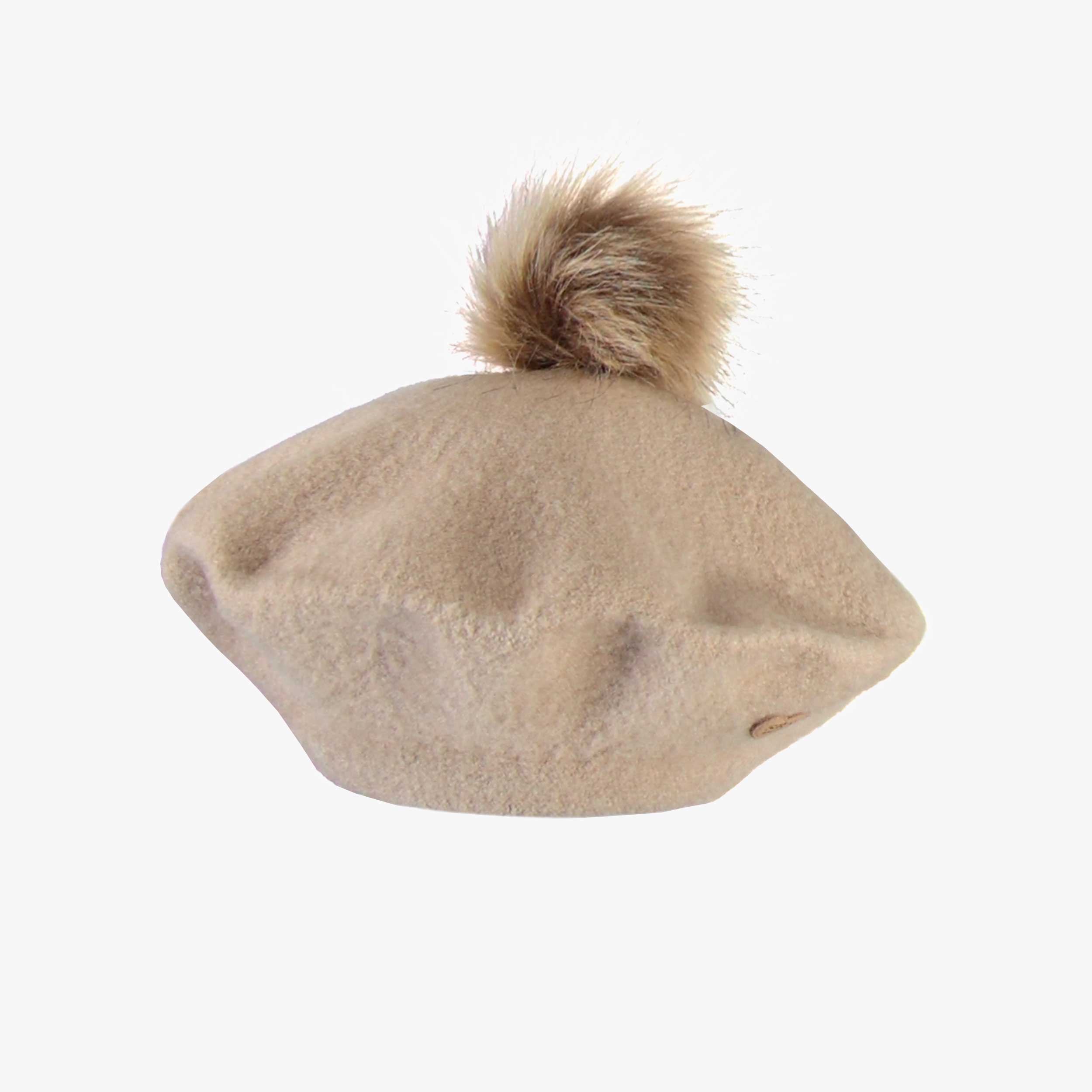 Béret taupe avec pompon en tricot, enfant