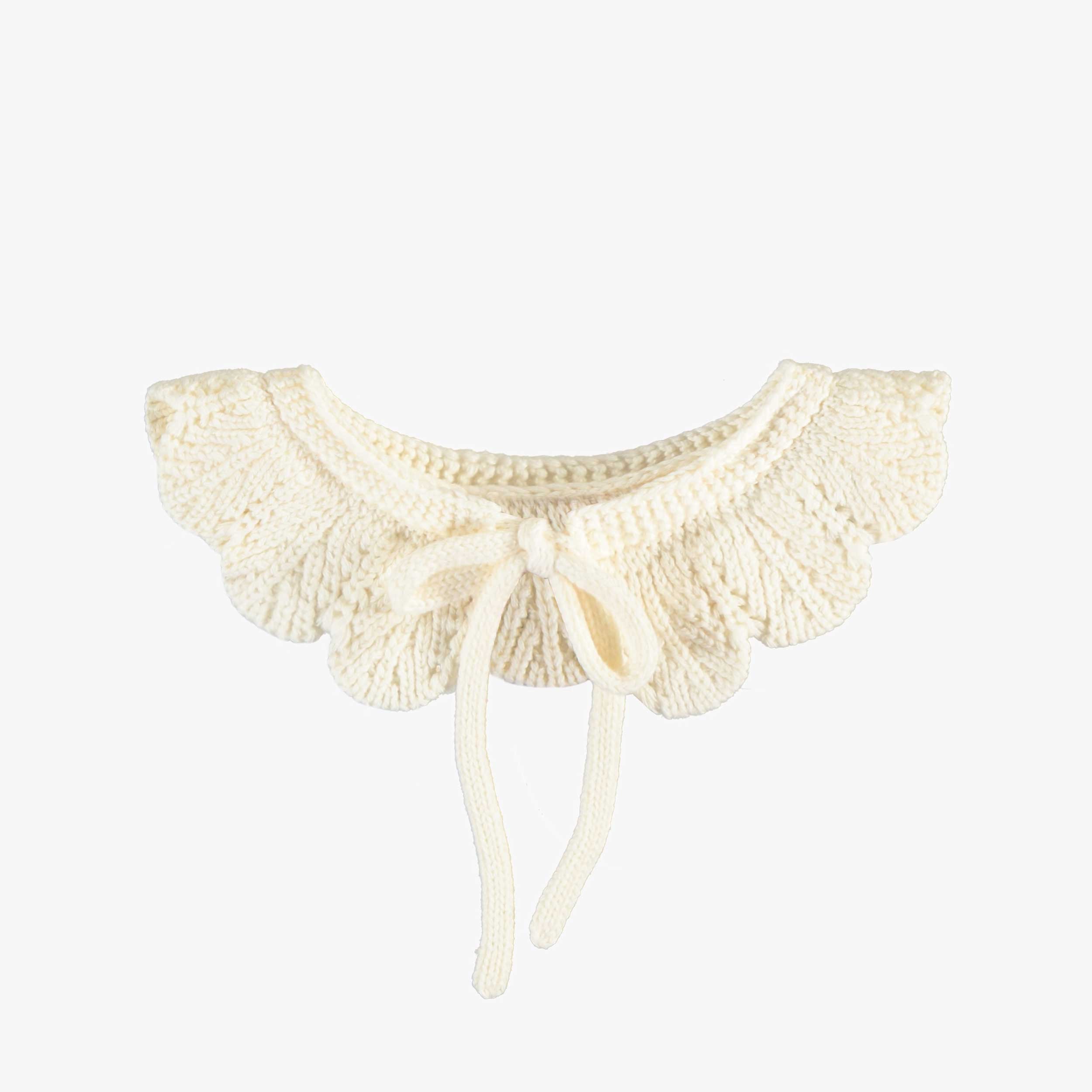 Col amovible crème en tricot avec motif, enfant