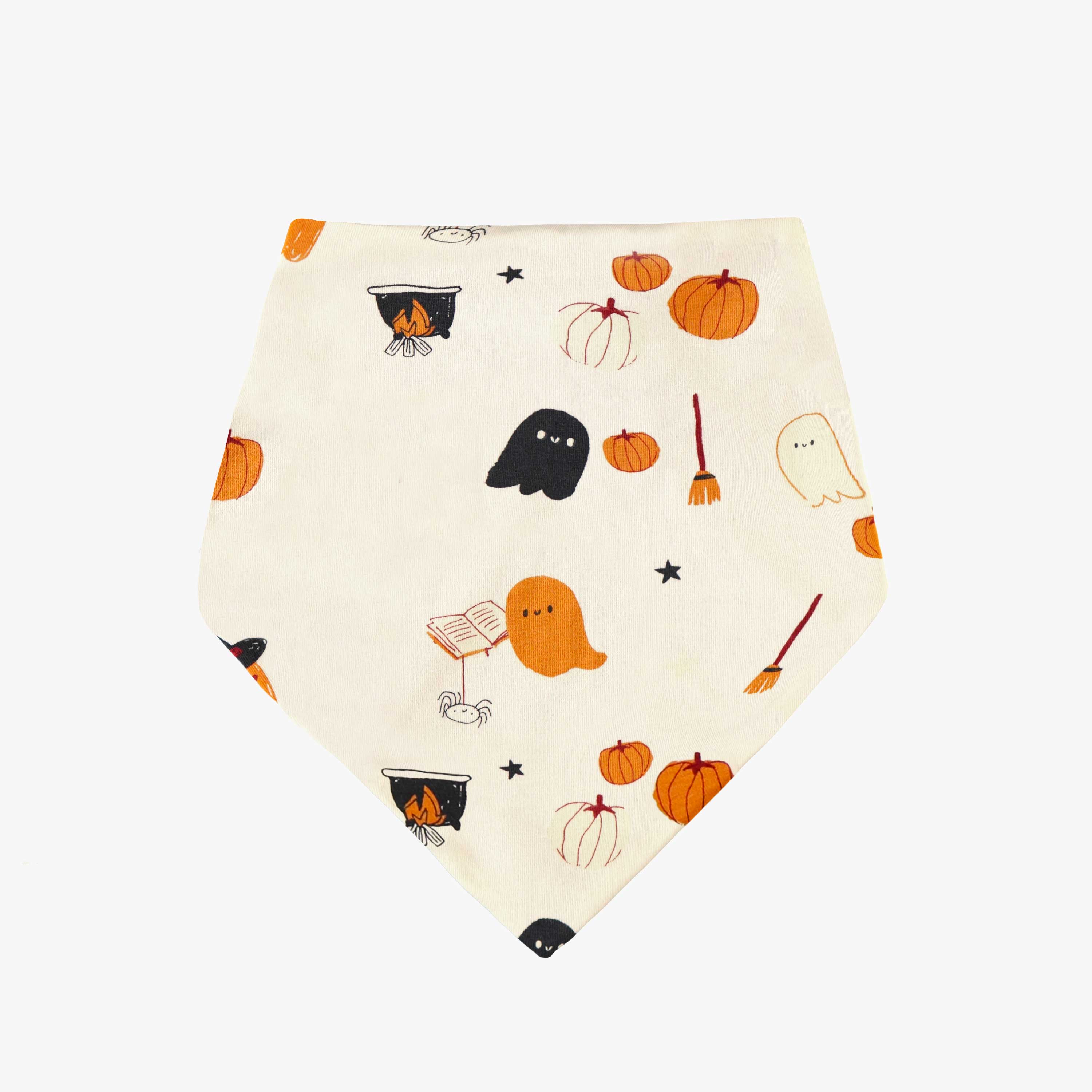 Reversible pet scarf with glow in the dark Halloween all-over print in stretch jersey