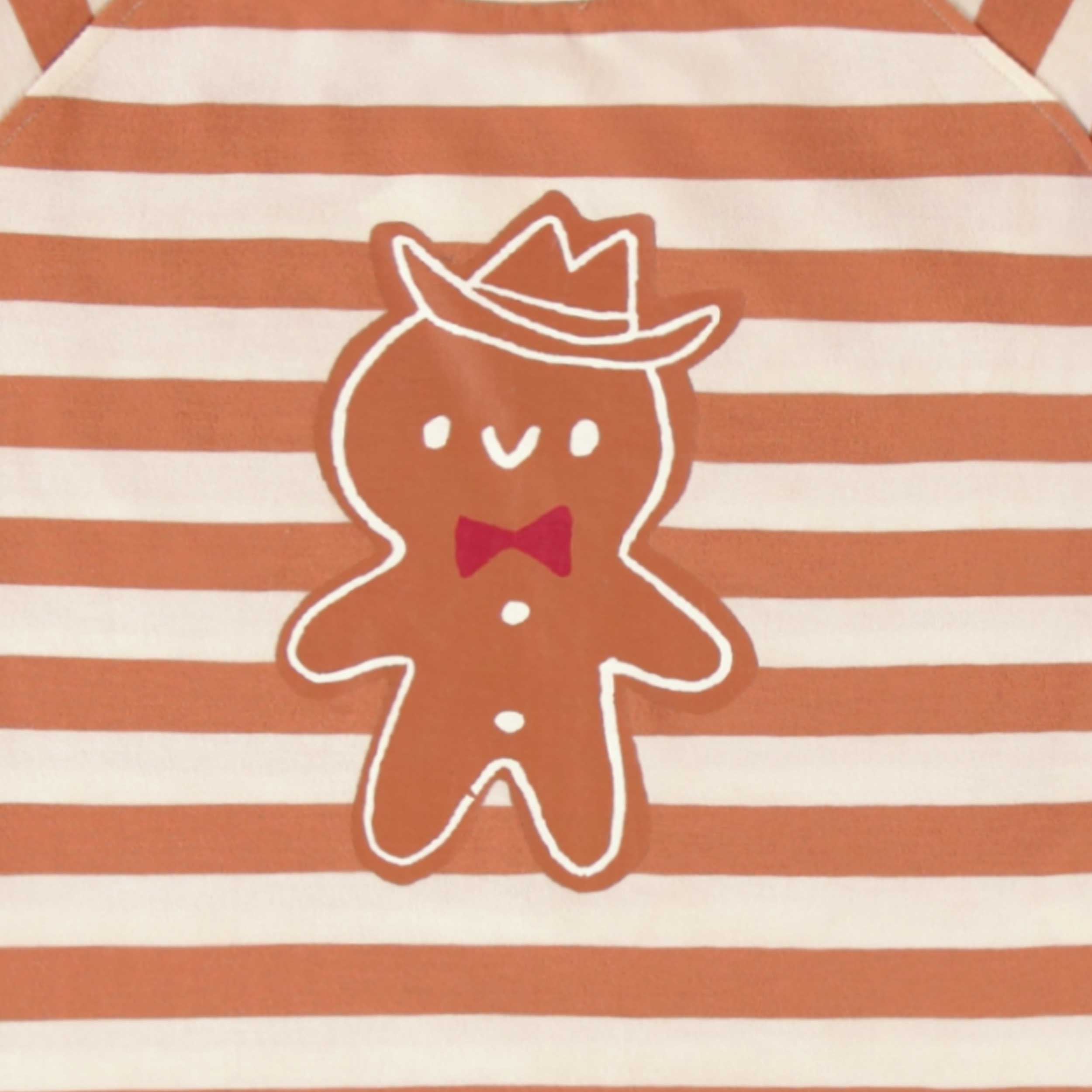 Zoom détails du haut de pyjama crème à rayures, adulte