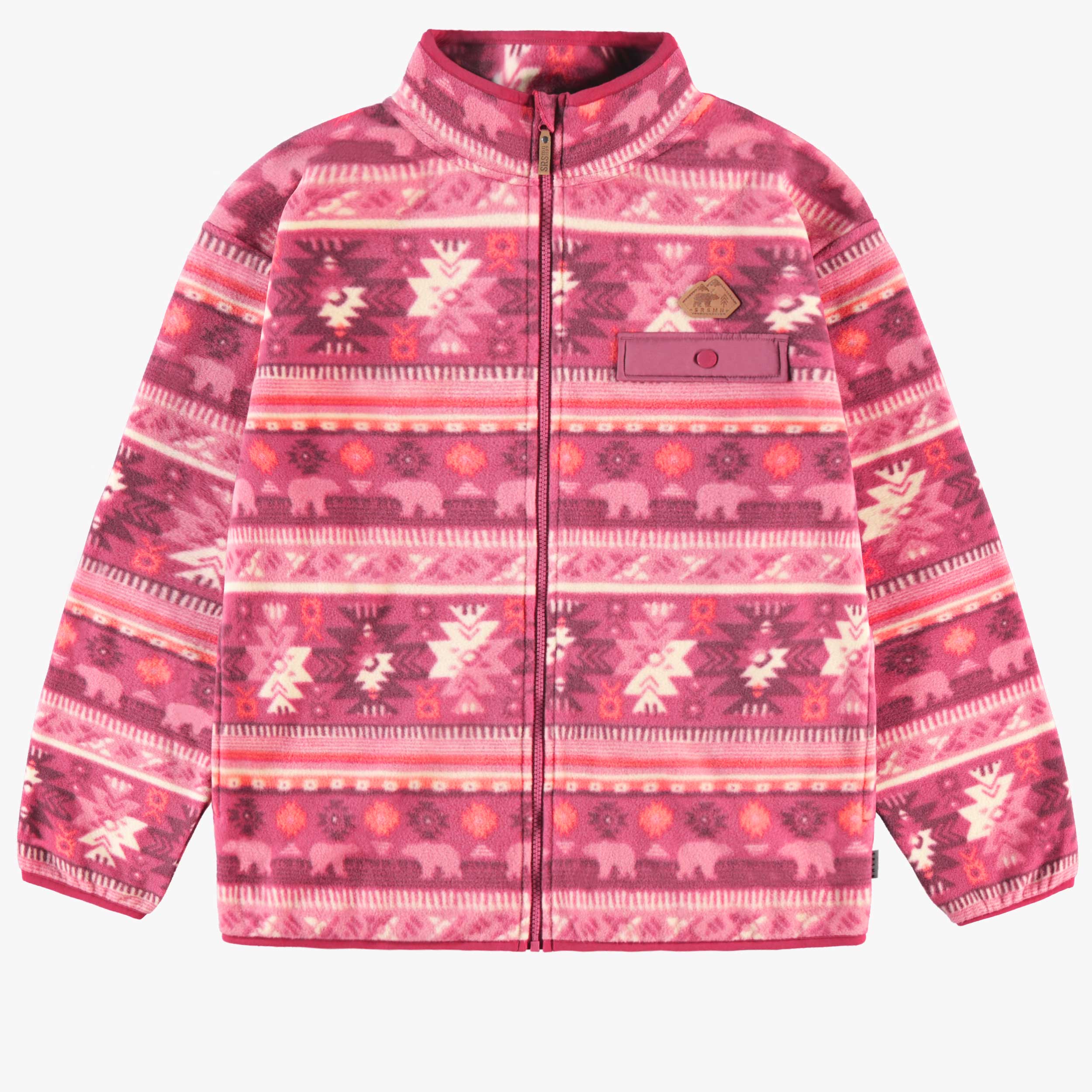 Veste rose en polar avec motifs, adulte