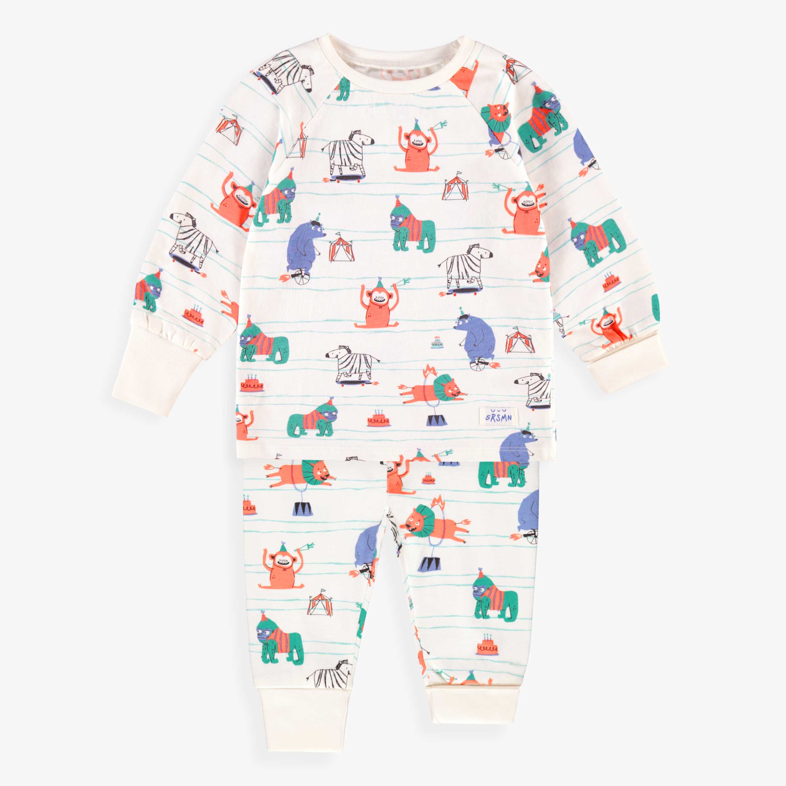 Pyjama deux pièces crème à motifs d’animaux, bébé