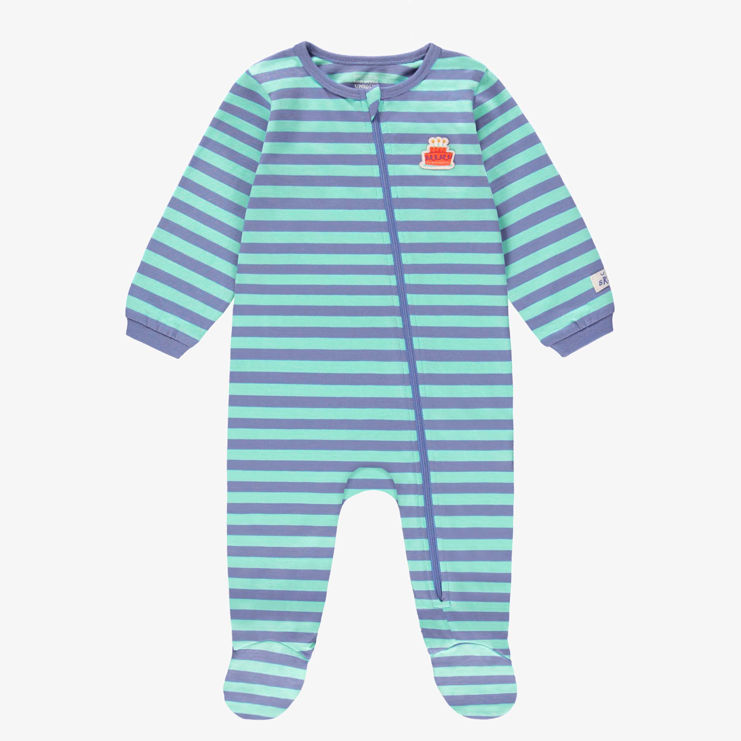 Pyjama une pièce bleu à rayures, bébé