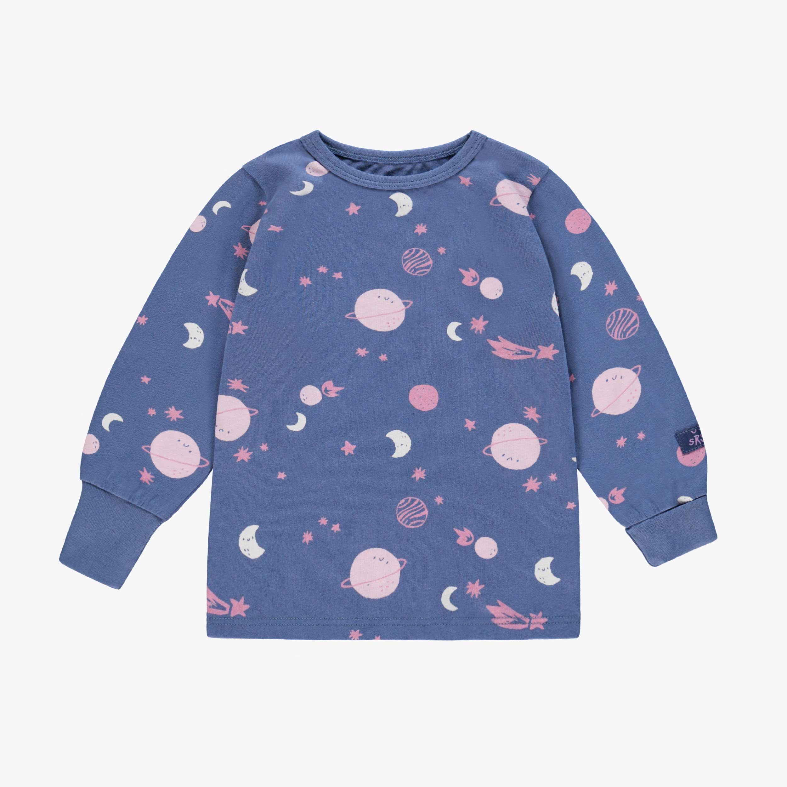 Haut du pyjama deux pièces bleu foncé à motifs de planètes, bébé