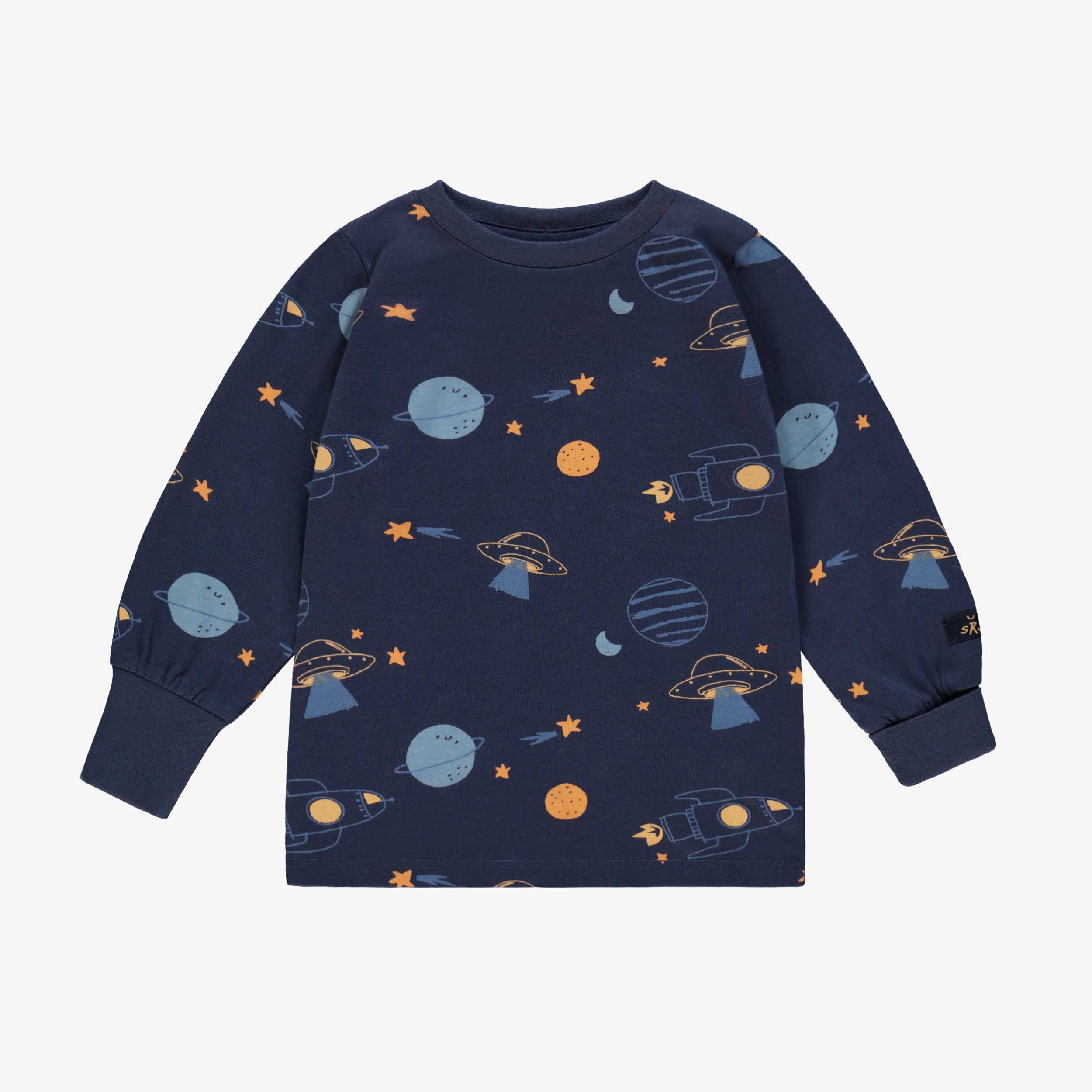 Haut du pyjama deux pièces bleu marine à motifs de planètes, bébé
