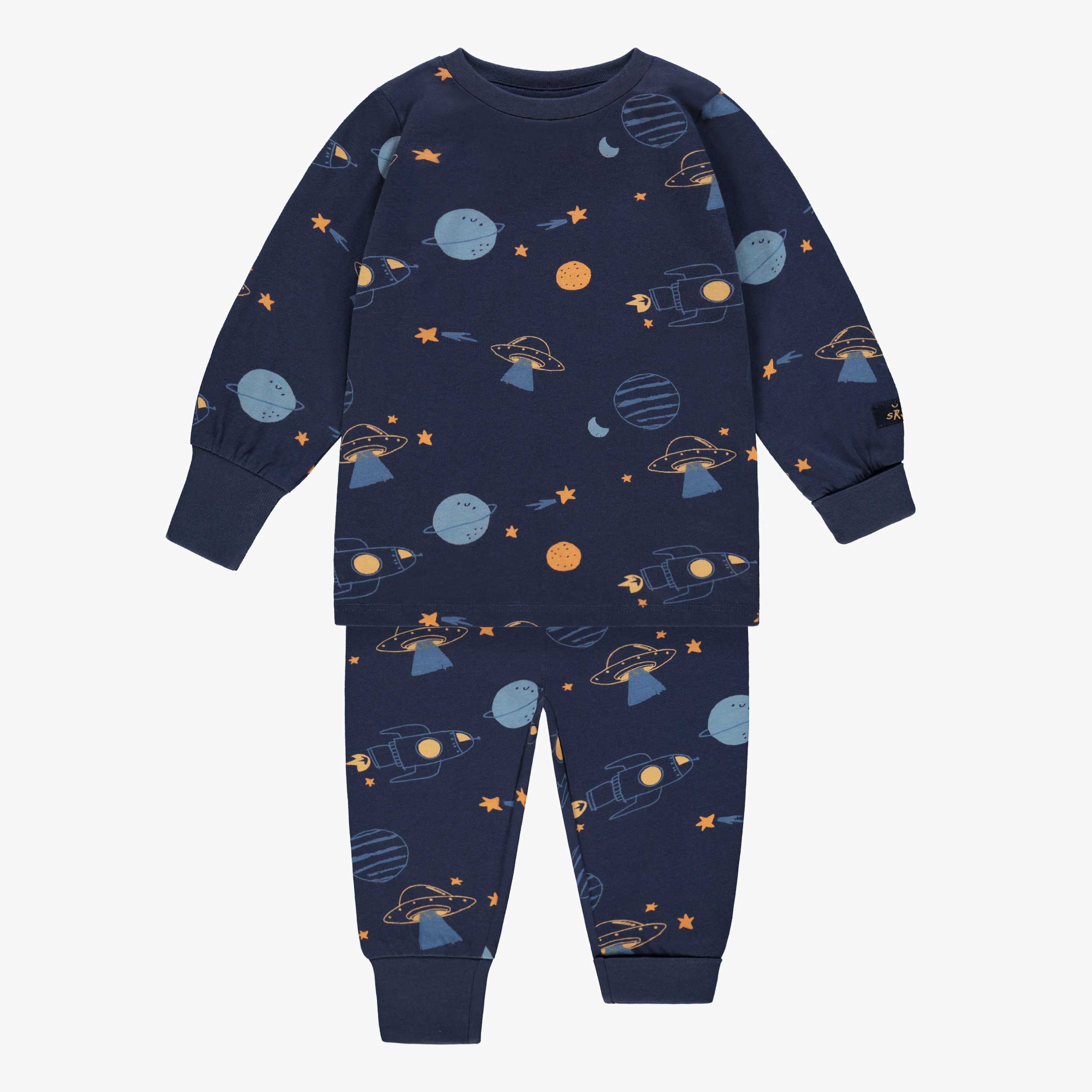 Pyjama deux pièces bleu marine à motifs de planètes, bébé