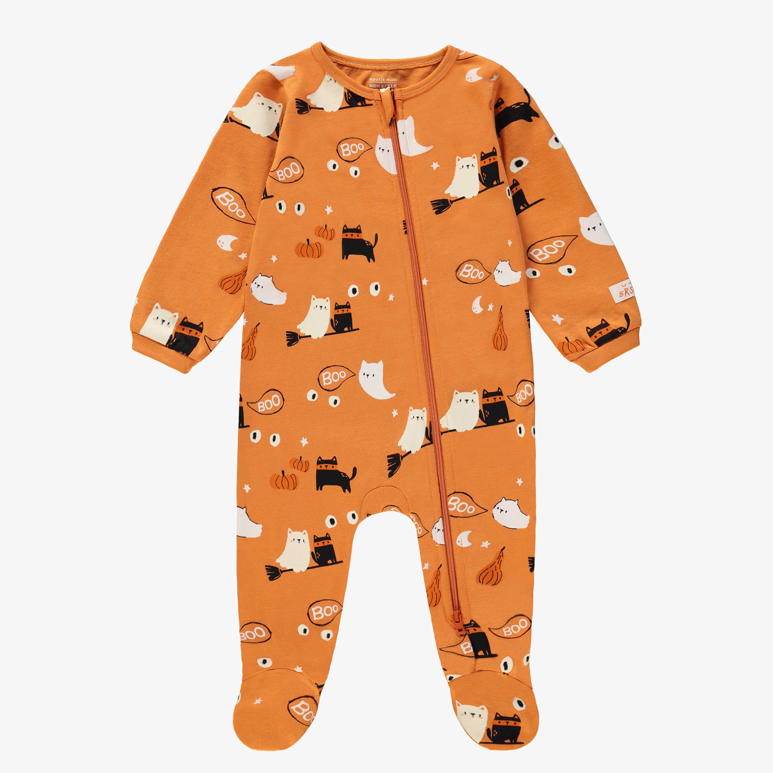 Pyjama une pièce orange à motifs d’Halloween, bébé