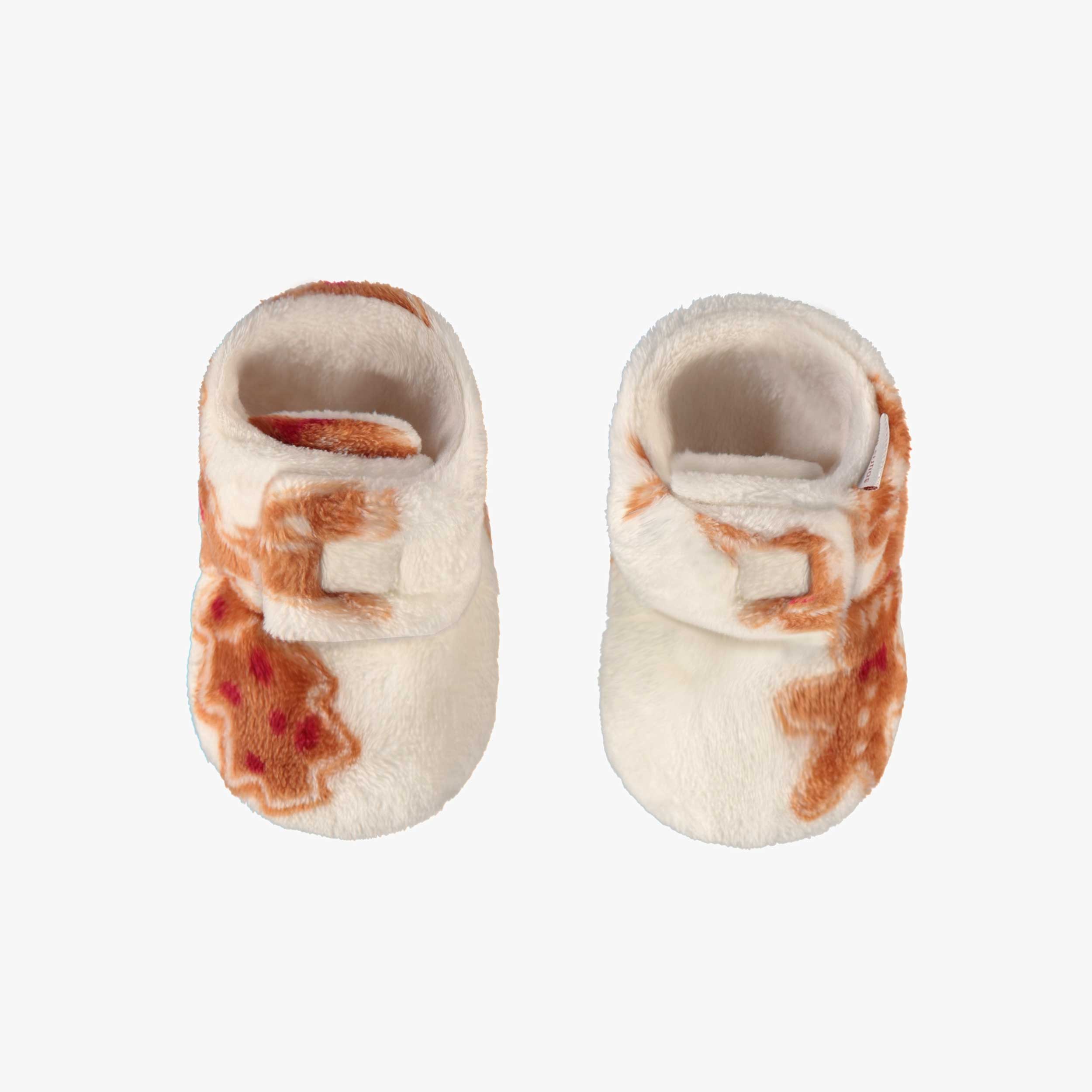 Pantoufles crème à motifs pain d’épices, bébé