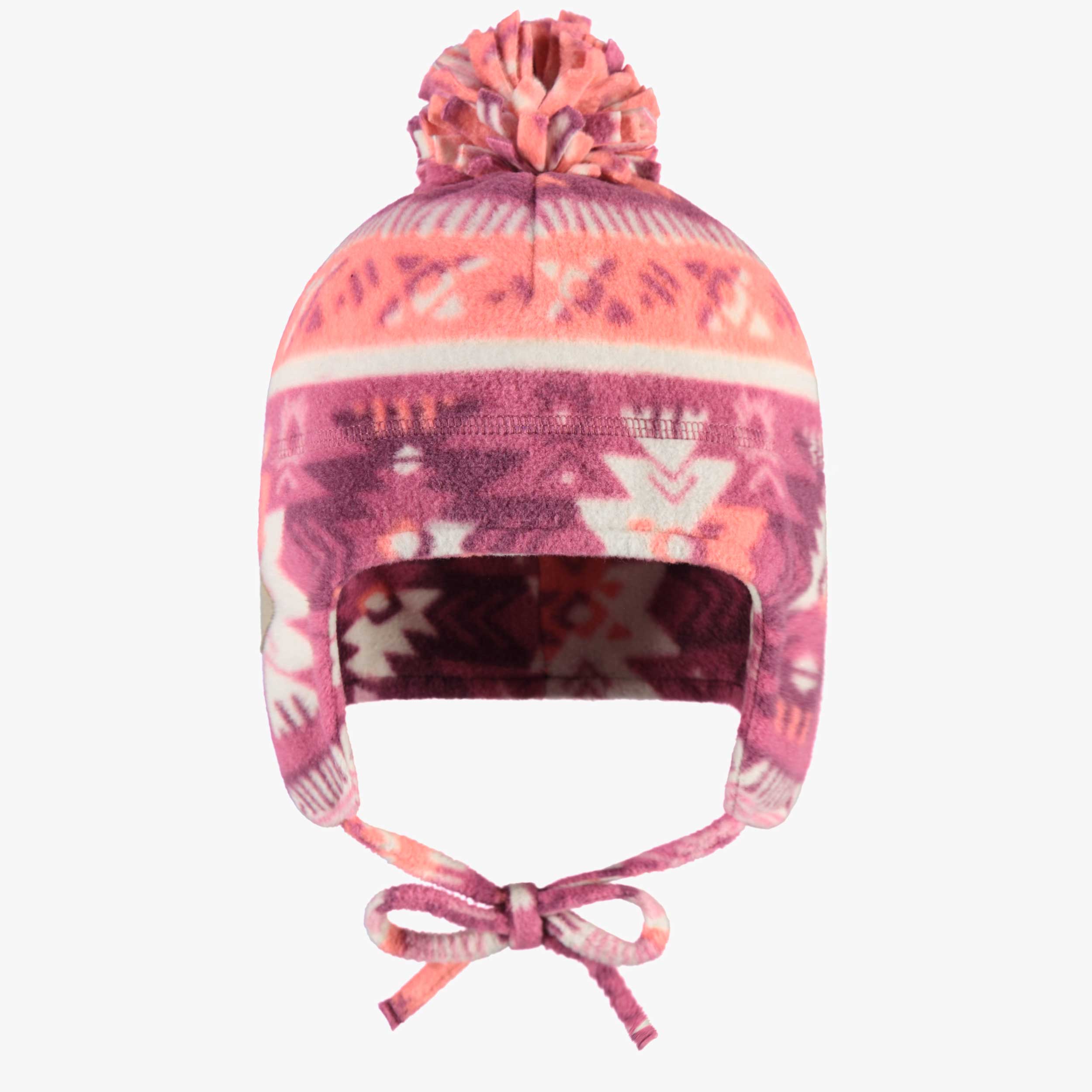 Tuque rose en polar avec motifs, bébé