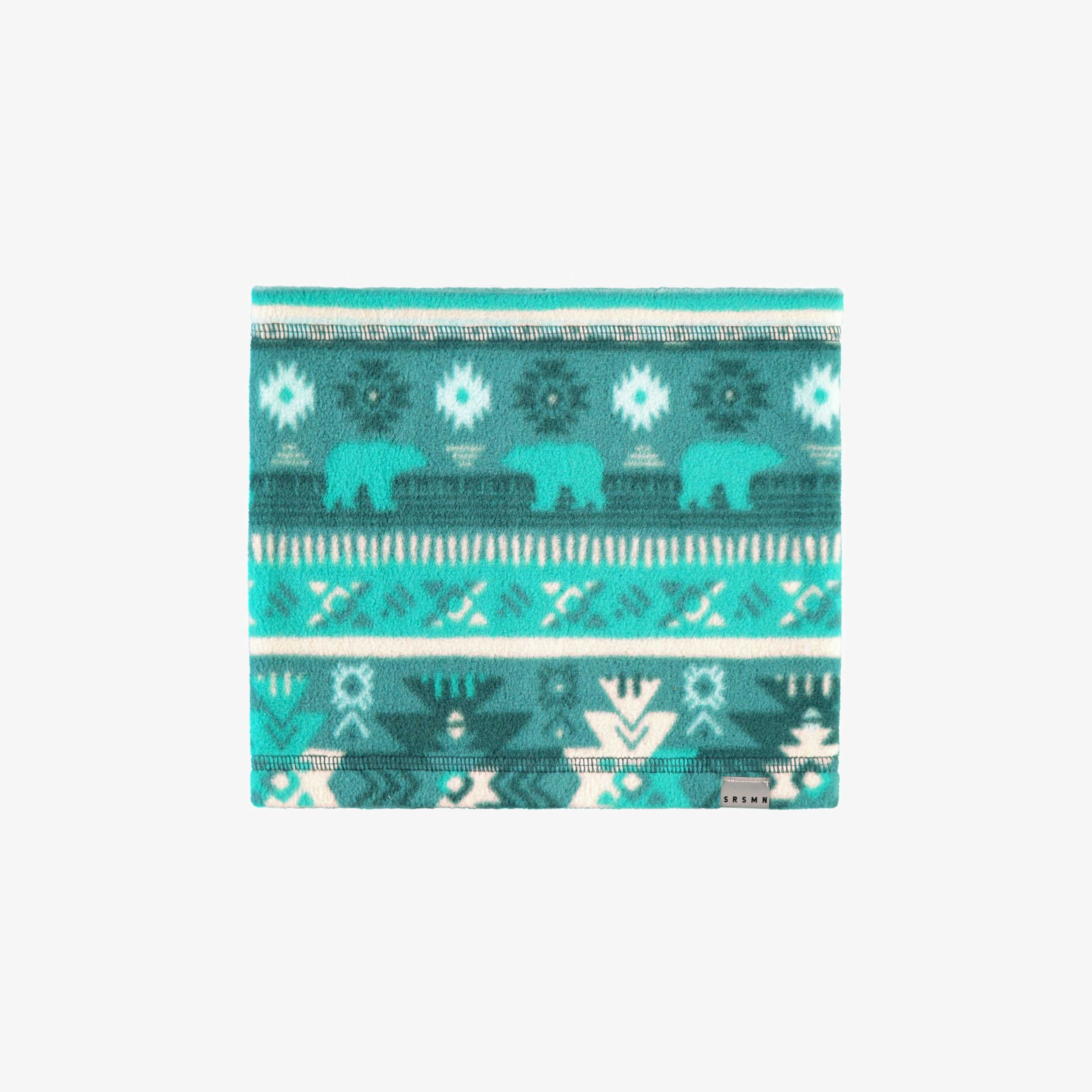Cache-cou turquoise en polar avec motifs, bébé