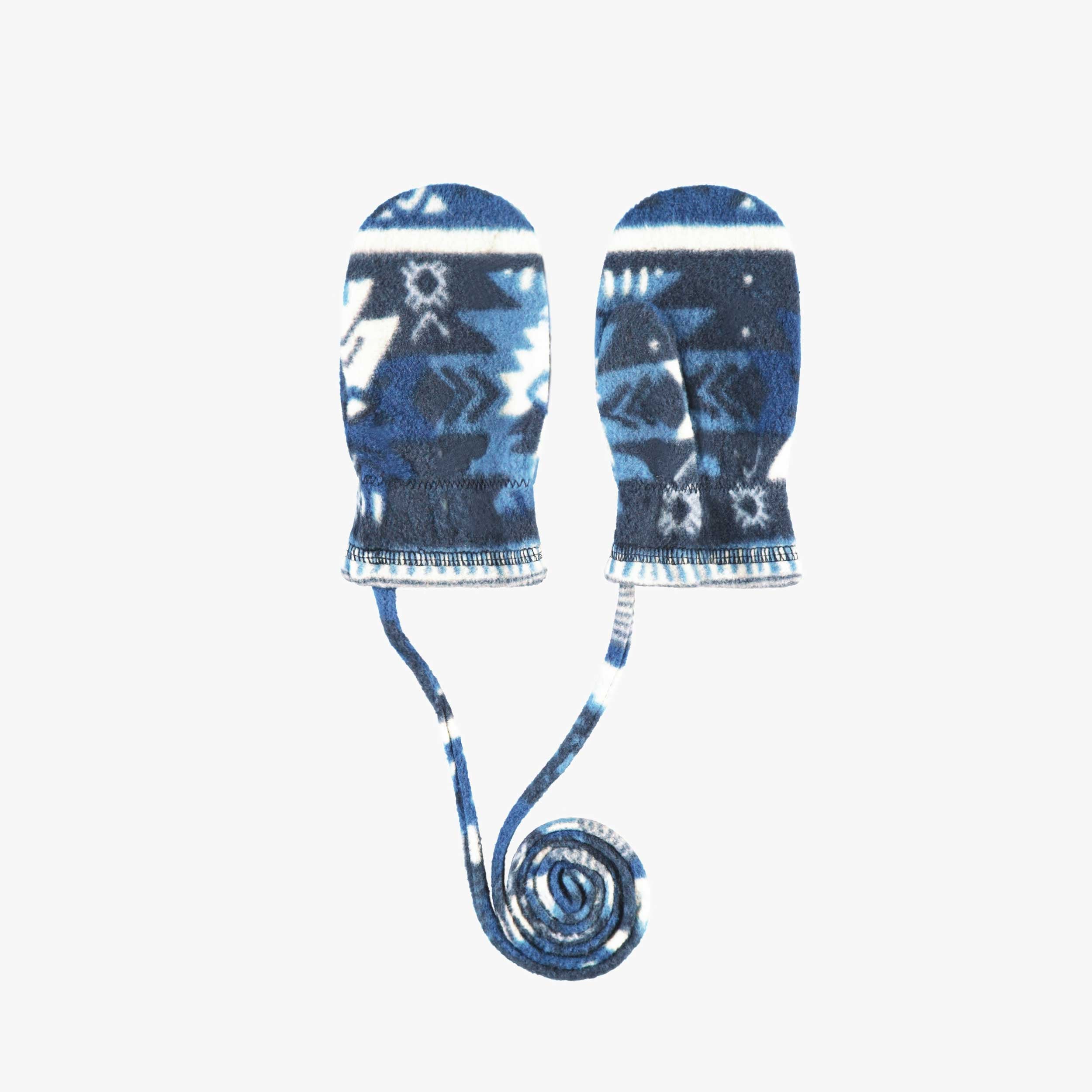 Mitaines bleues en polar avec motifs, bébé