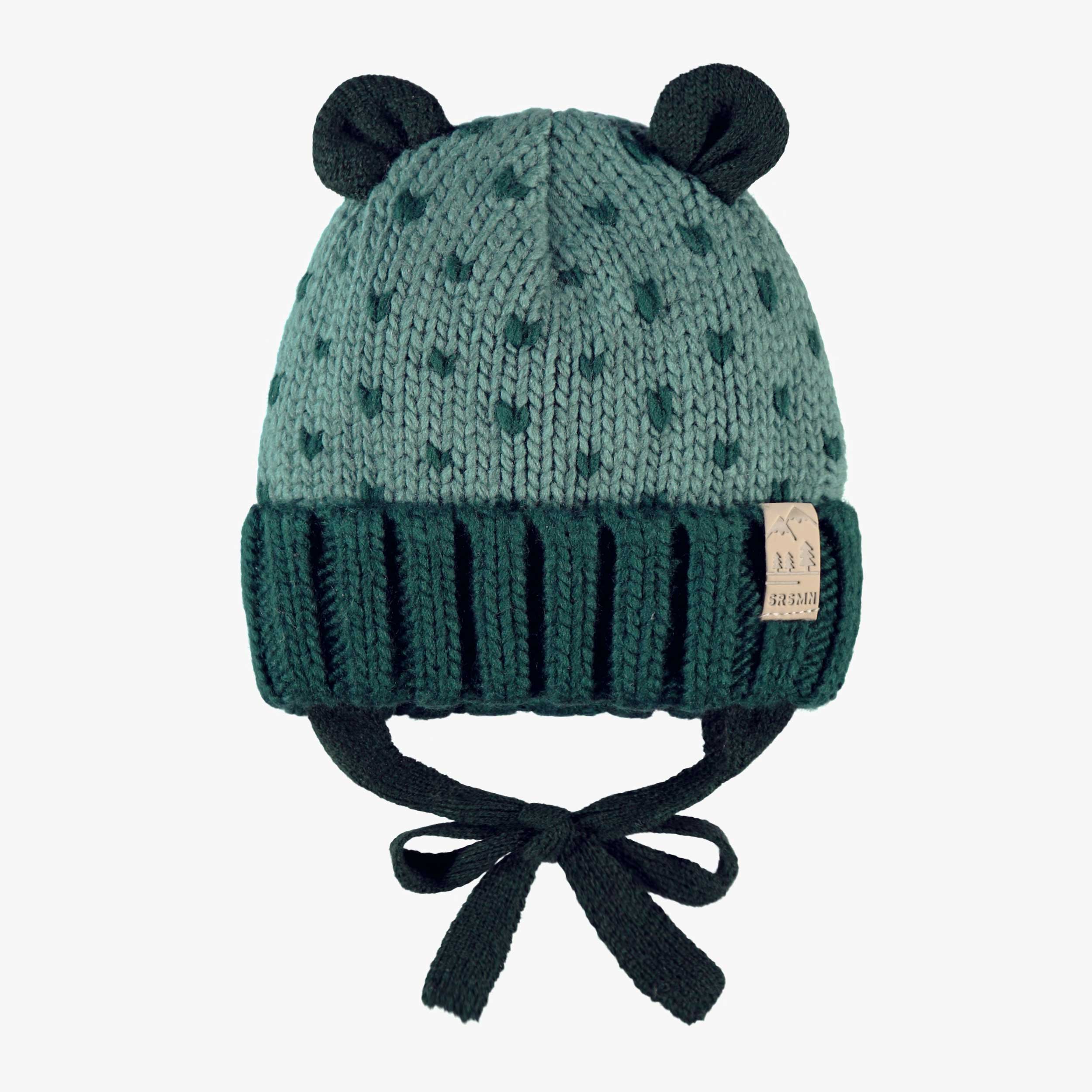 Tuque turquoise en tricot avec motifs, bébé