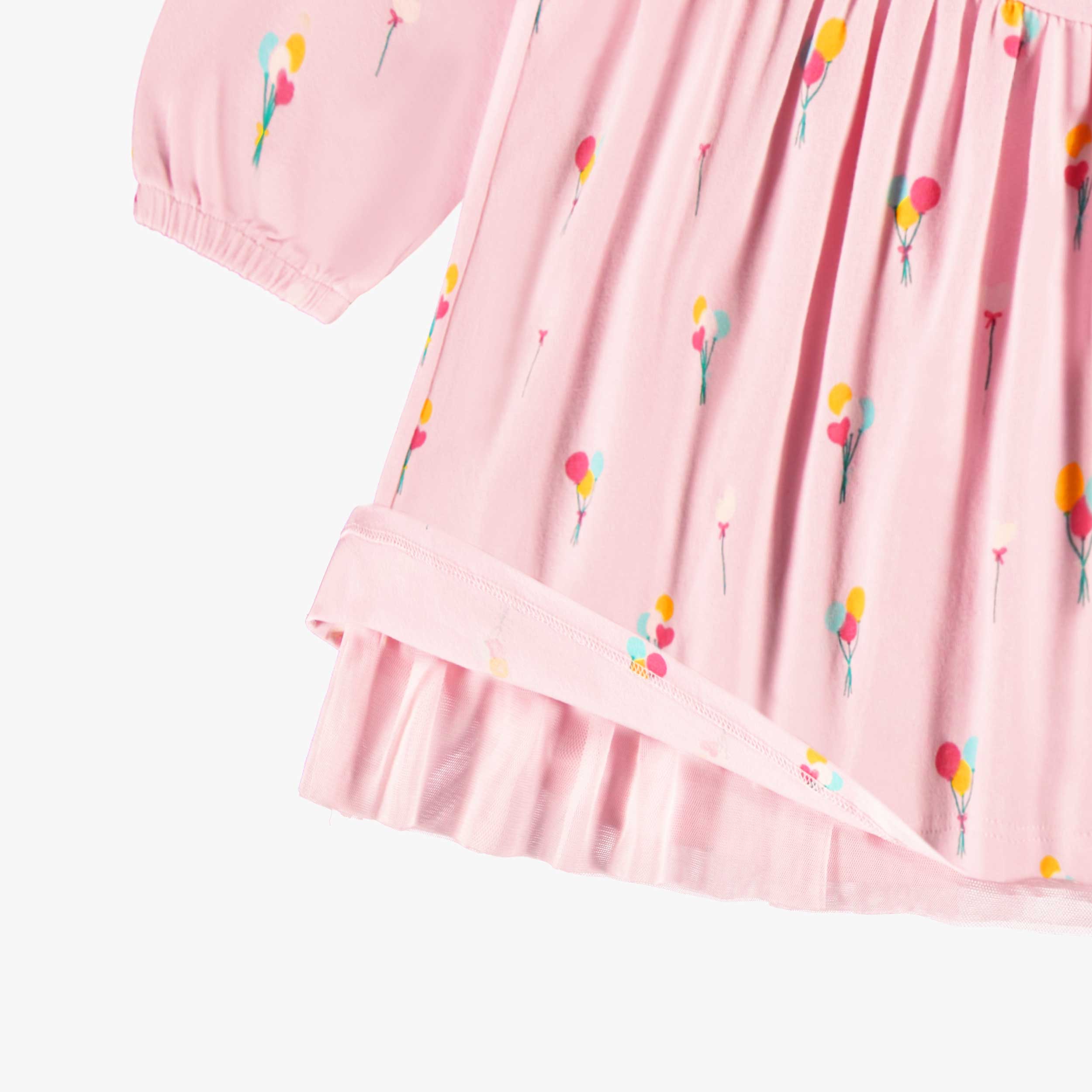 Pink dress with balloon all over print, baby