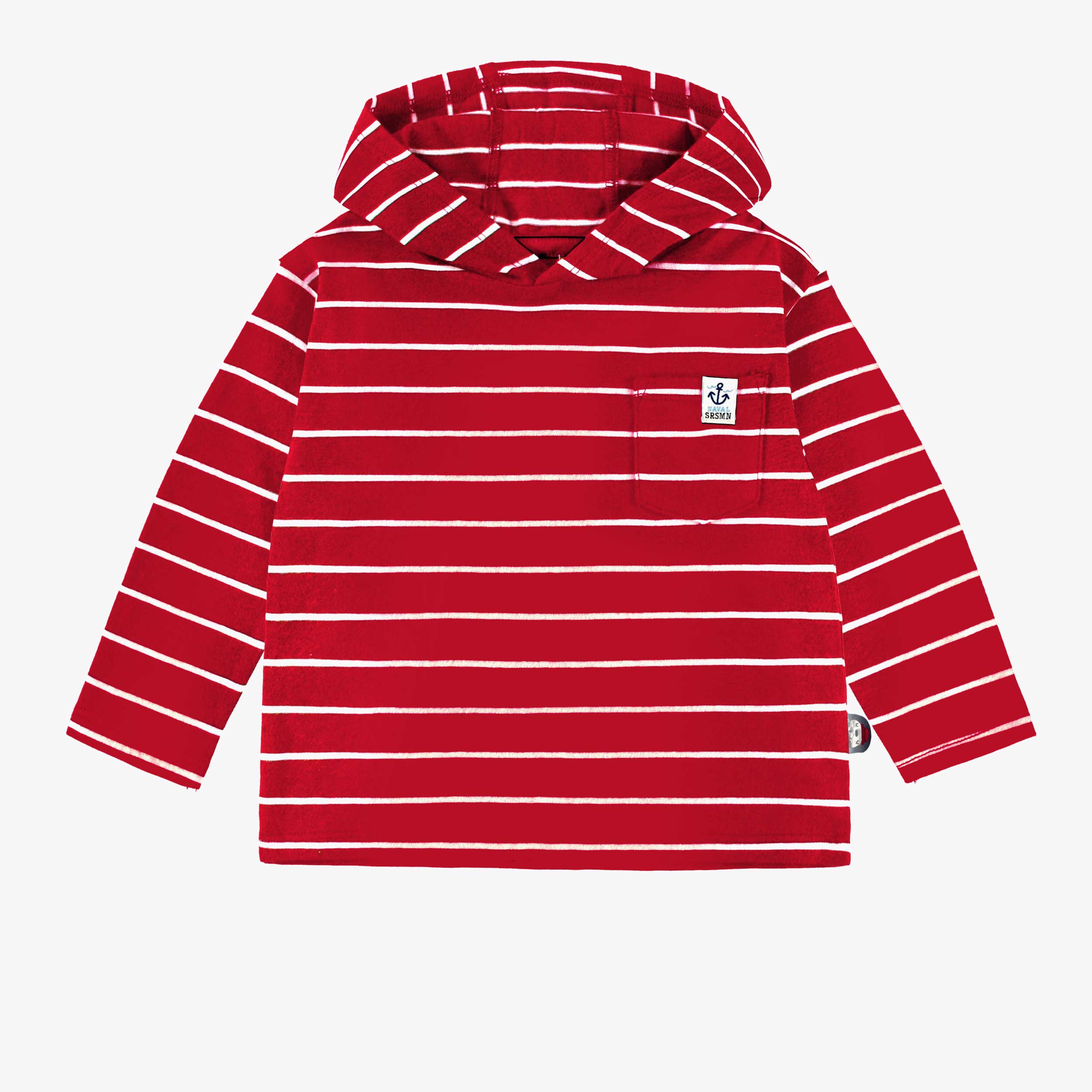 T-shirt rouge à rayures avec capuchon, bébé
