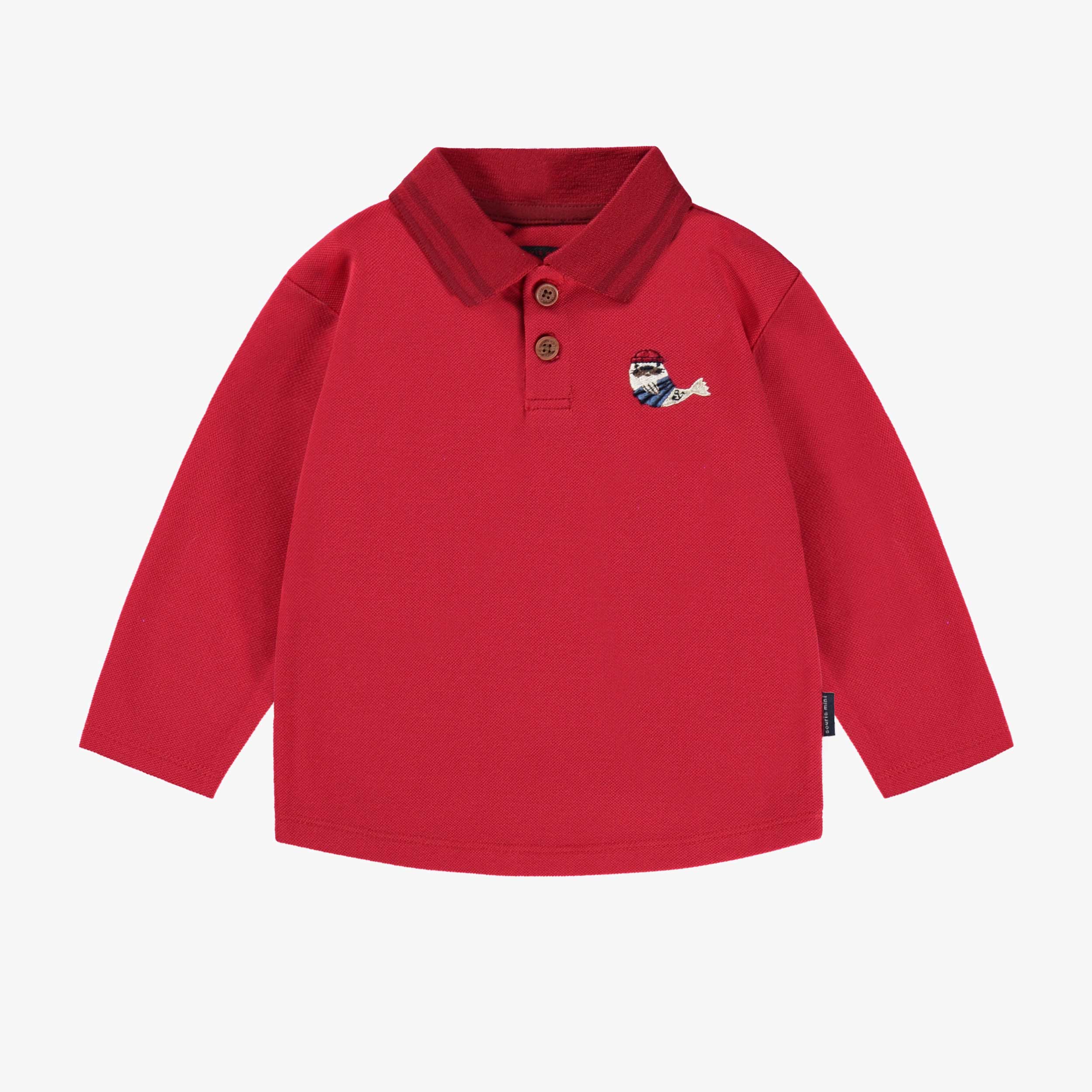 Polo rouge à manches longues, bébé