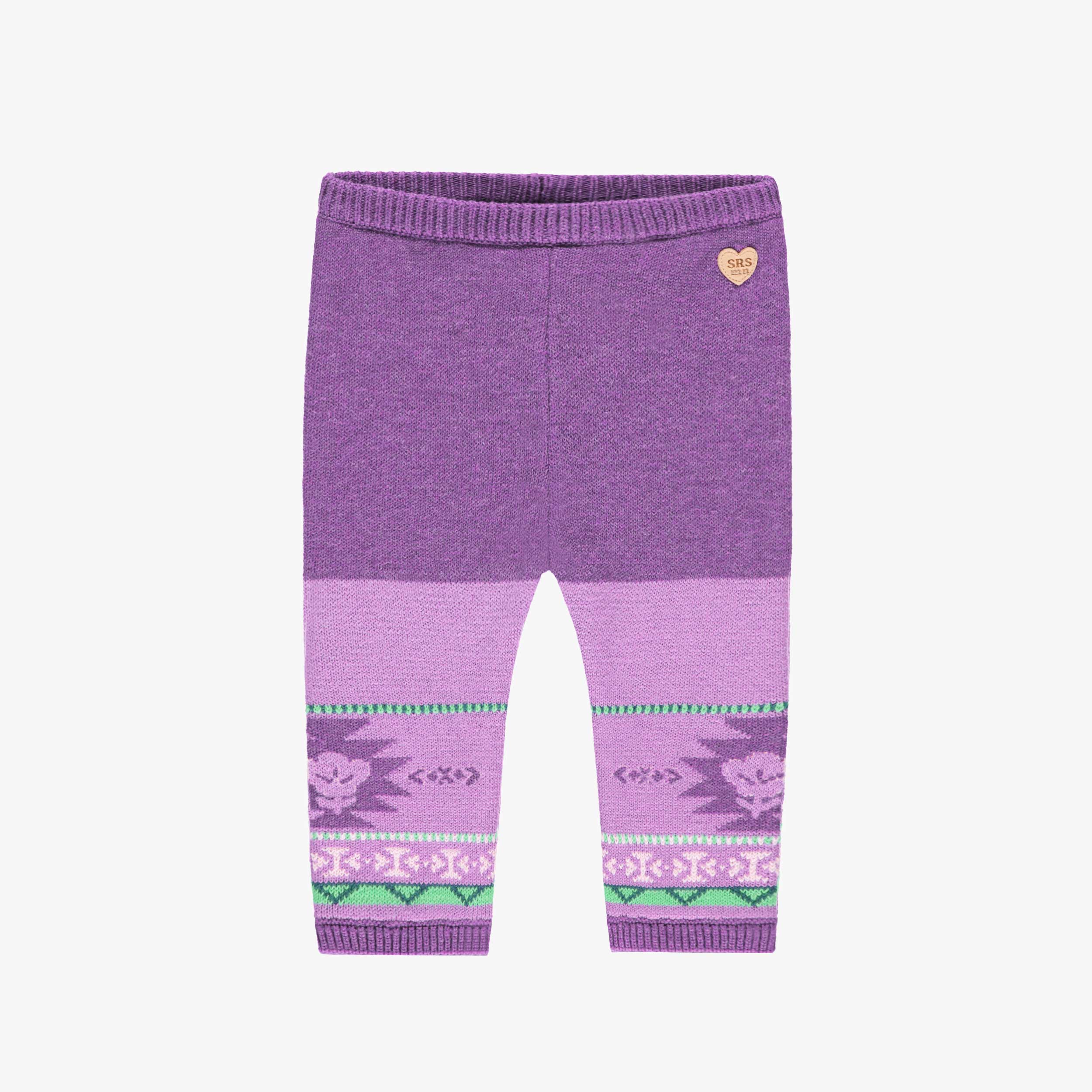 Legging mauve en tricot avec motifs, bébé