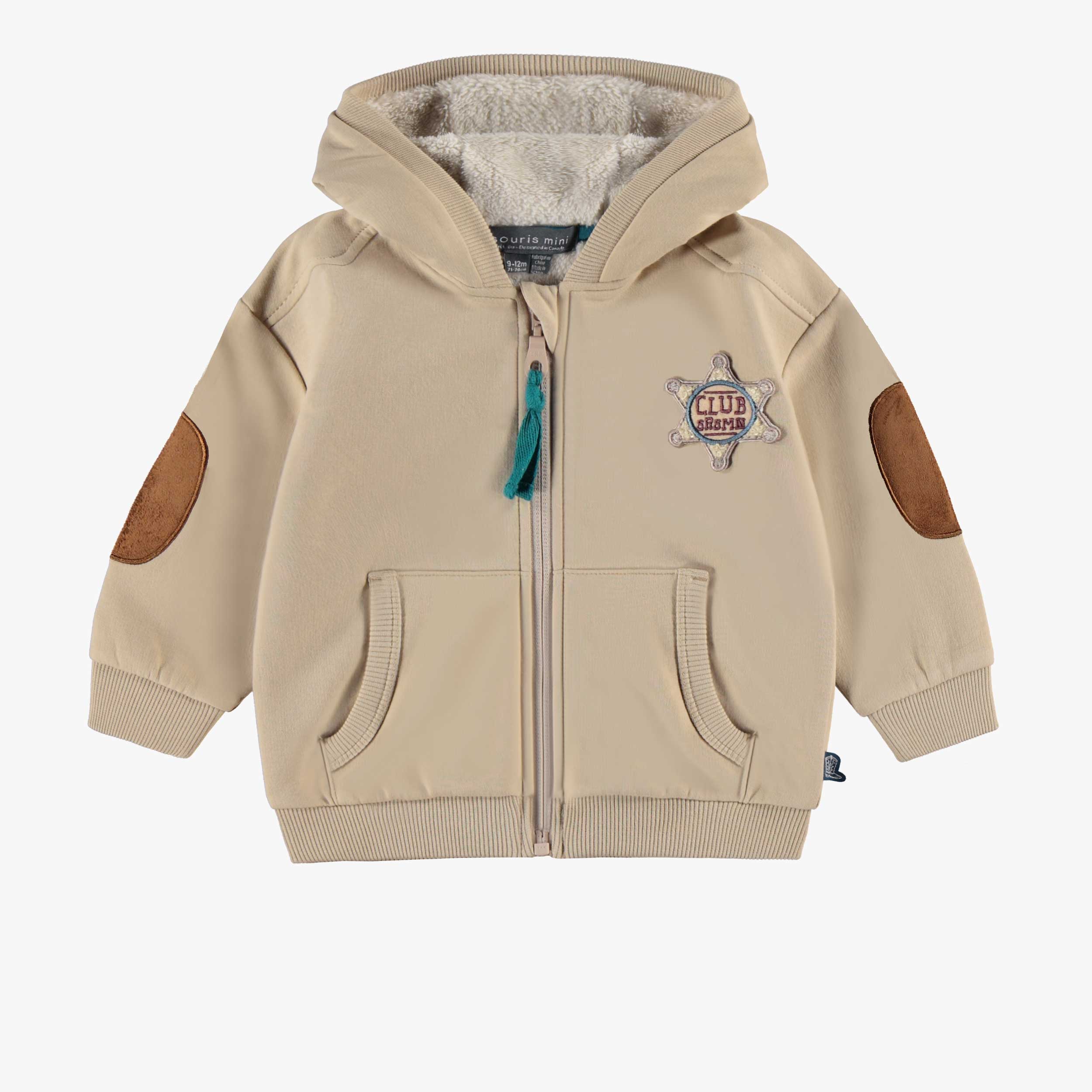 Veste beige sable avec capuchon, bébé