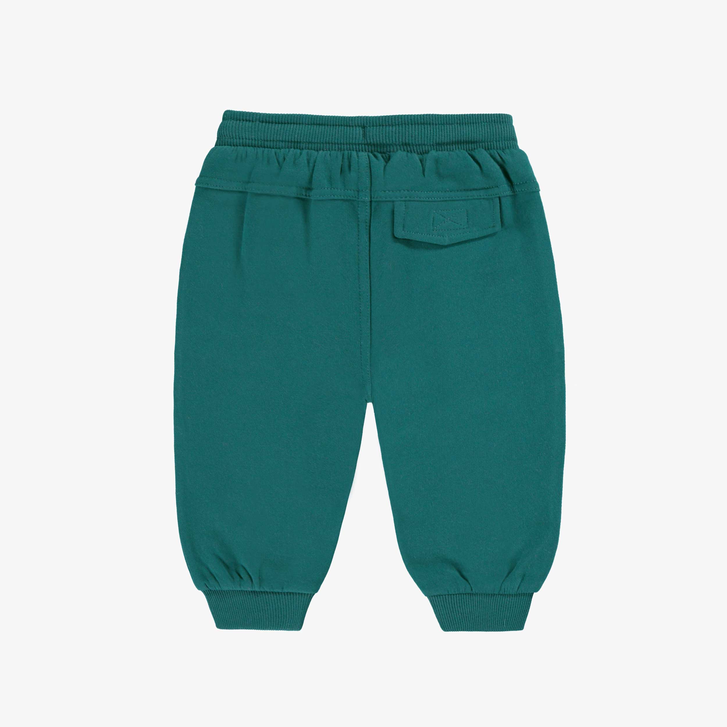 Dos du pantalon bleu sarcelle style jogger, bébé