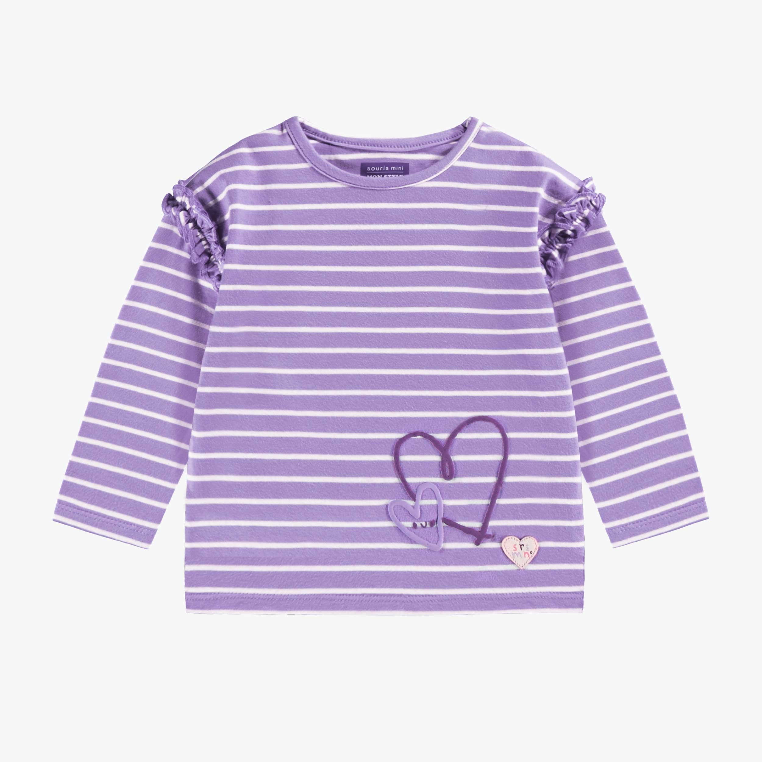 T-shirt mauve à rayures, bébé
