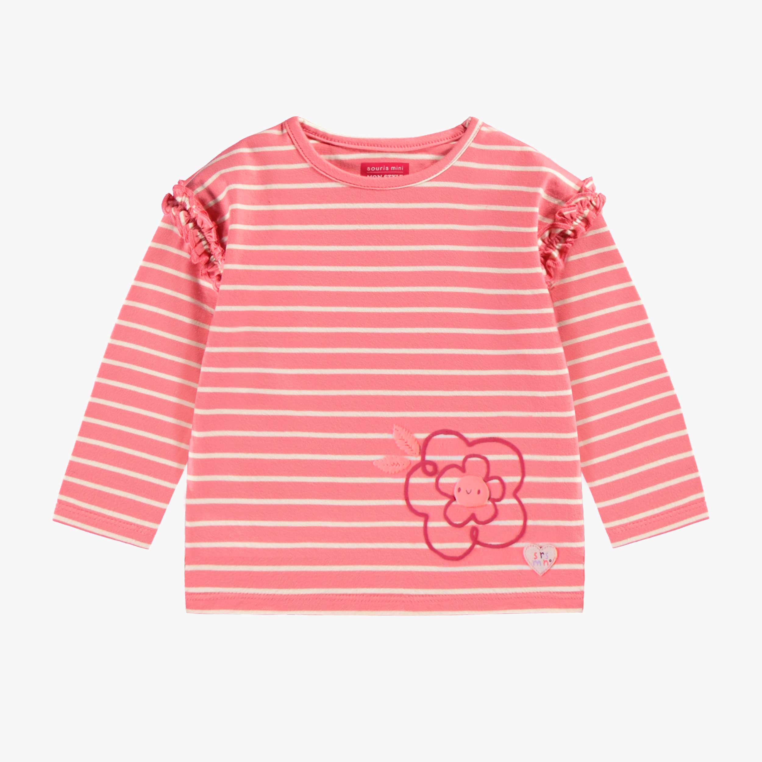 T-shirt rose à rayures, bébé