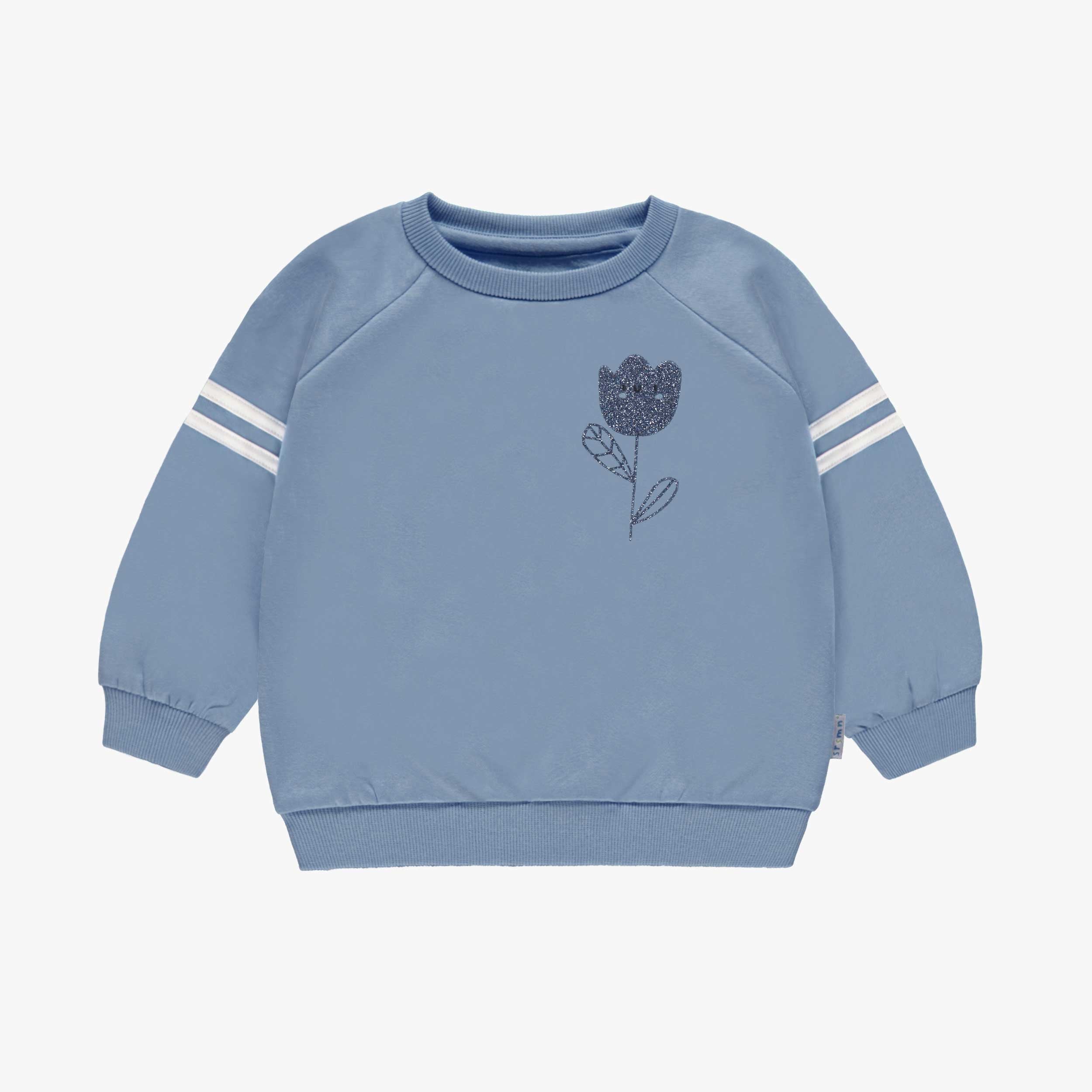 Chandail bleu en molleton avec fleur, bébé