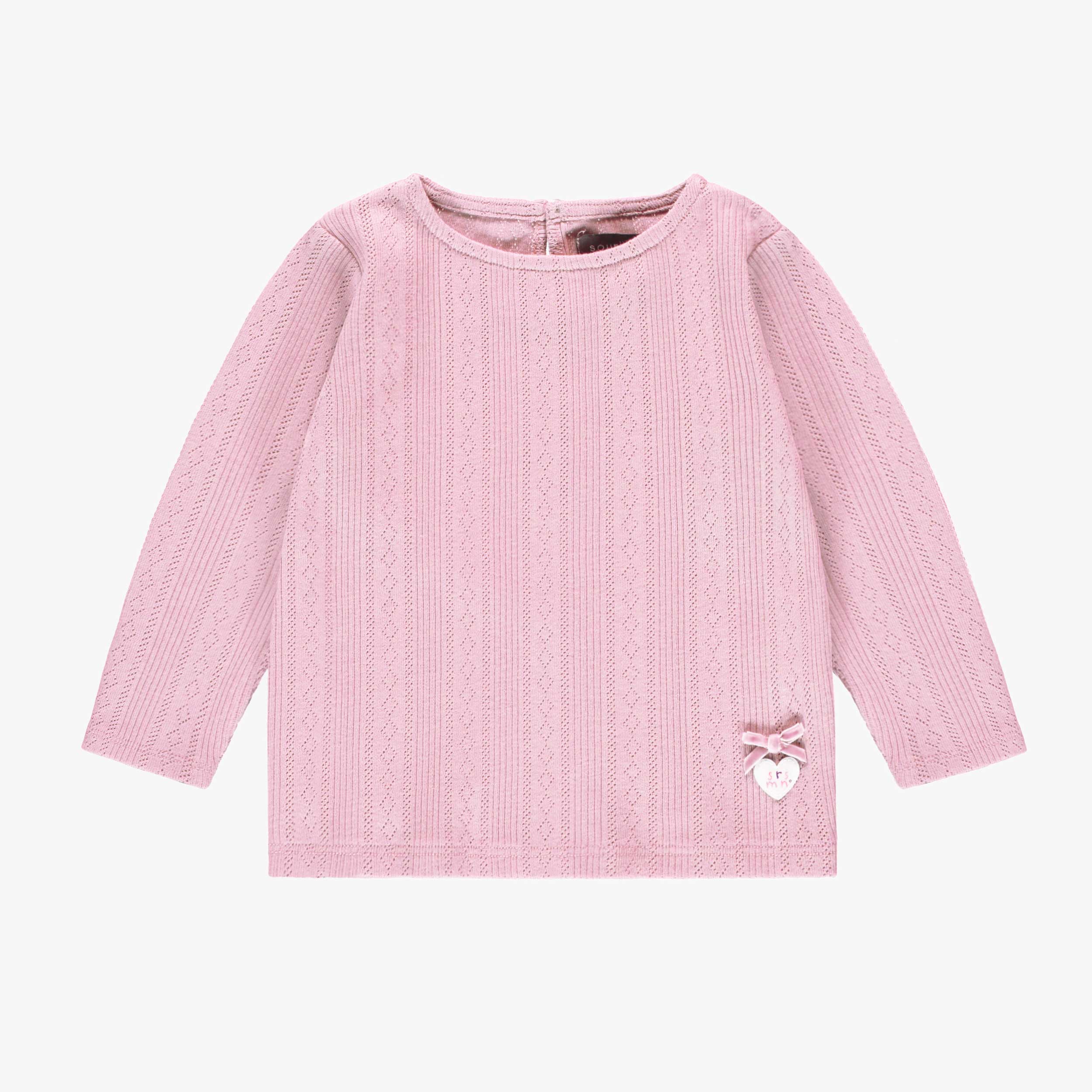 T-shirt rose à motif pointelle, bébé