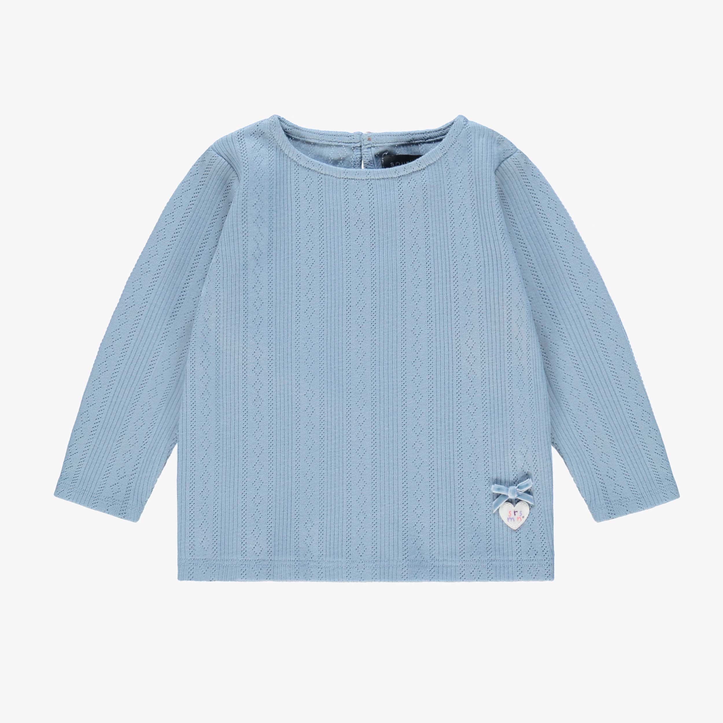 T-shirt bleu à motif pointelle, bébé
