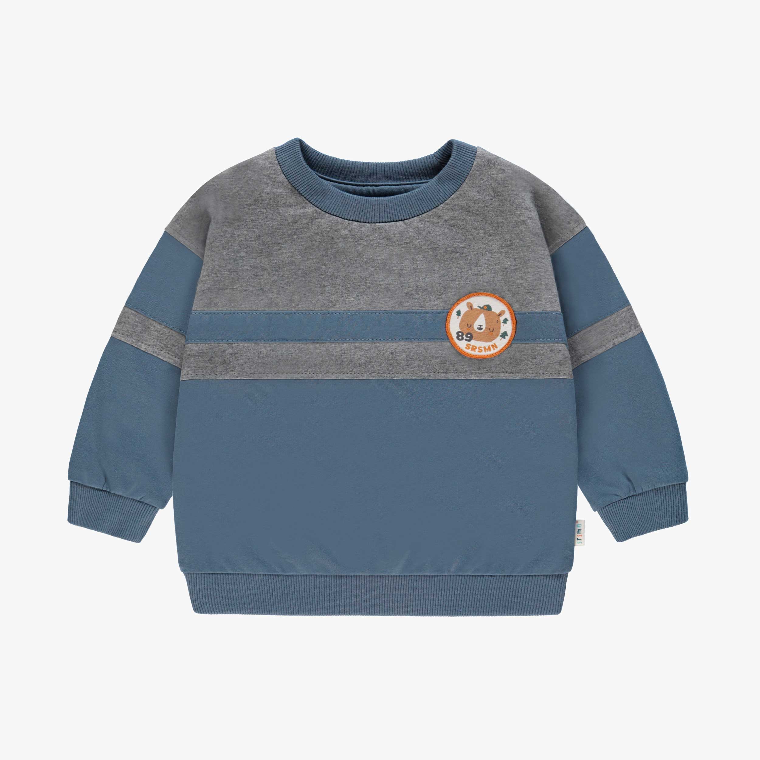 Chandail bleu et gris en molleton, bébé