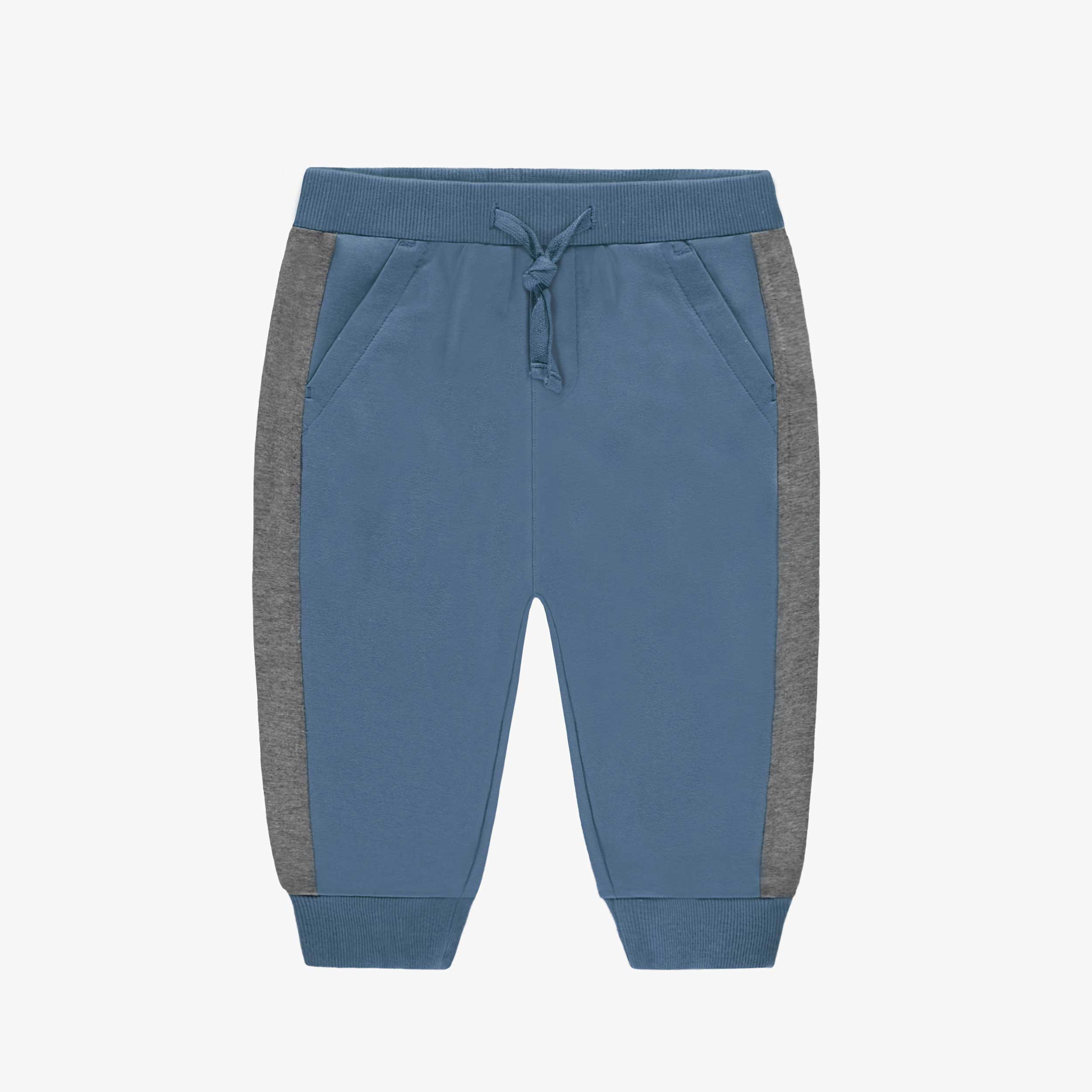 Pantalon style jogger bleu et gris, bébé