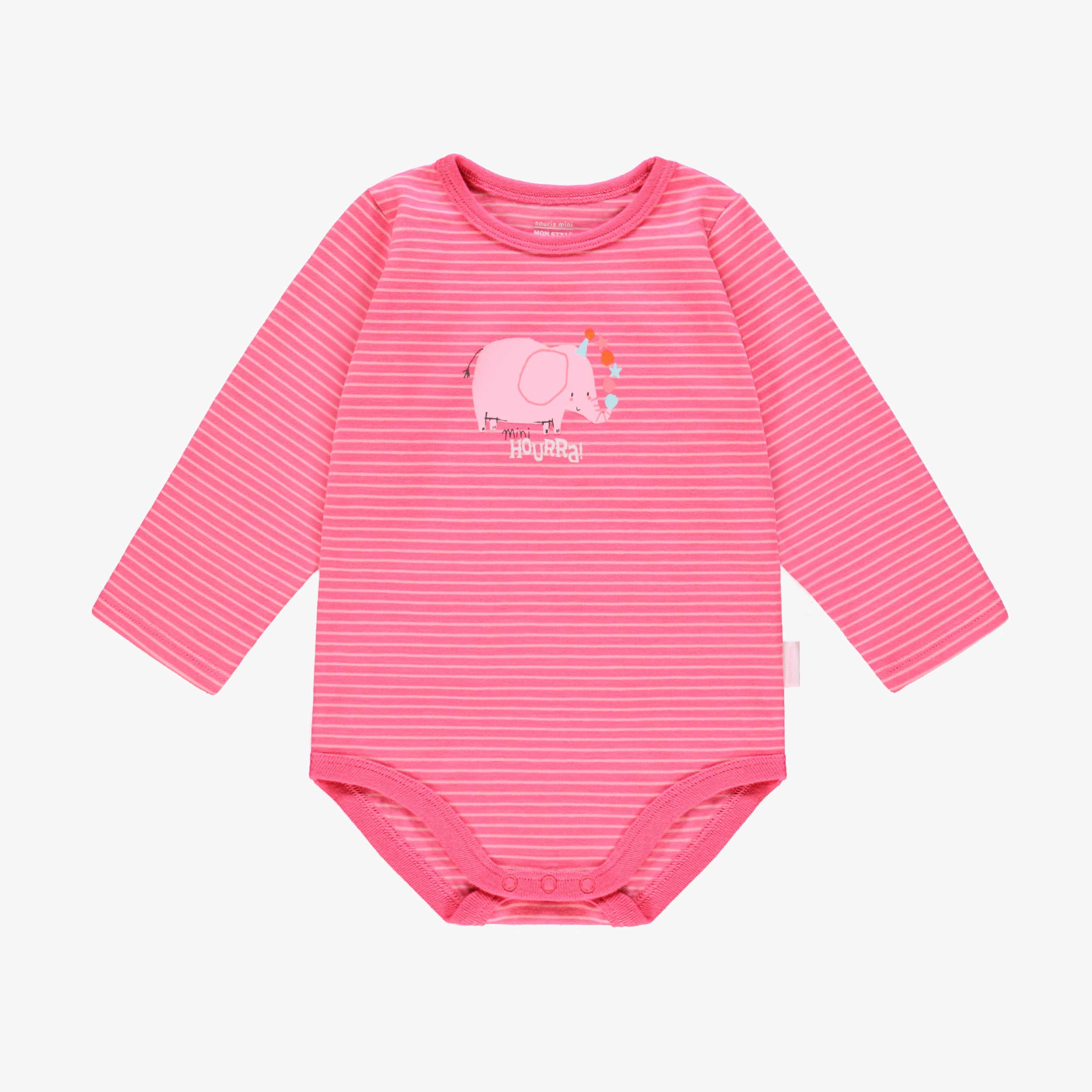 Cache-couche rose avec rayures et éléphant, bébé